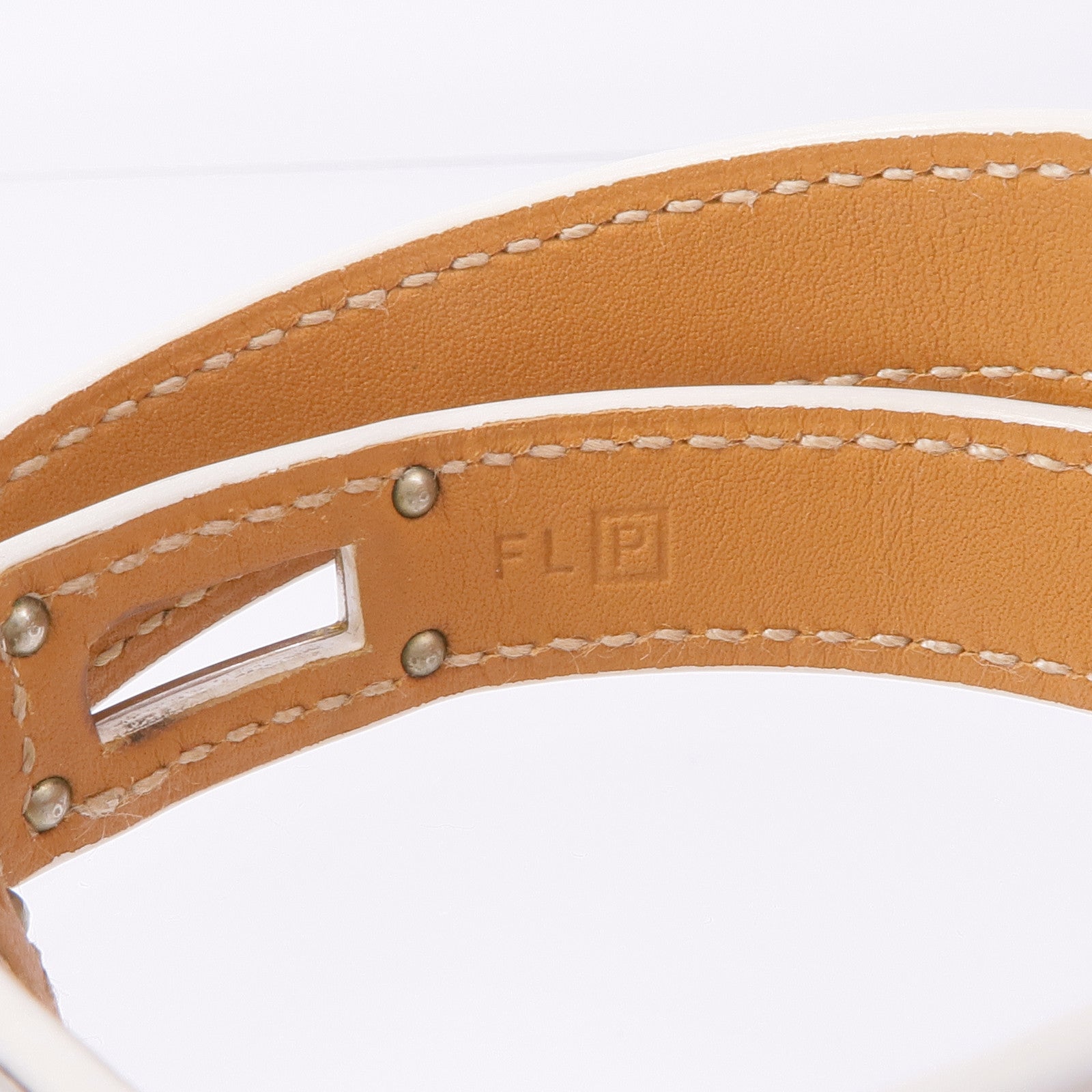 HERMES Epsom皮革Kelly Double Tour Bracelet銀扣手帶