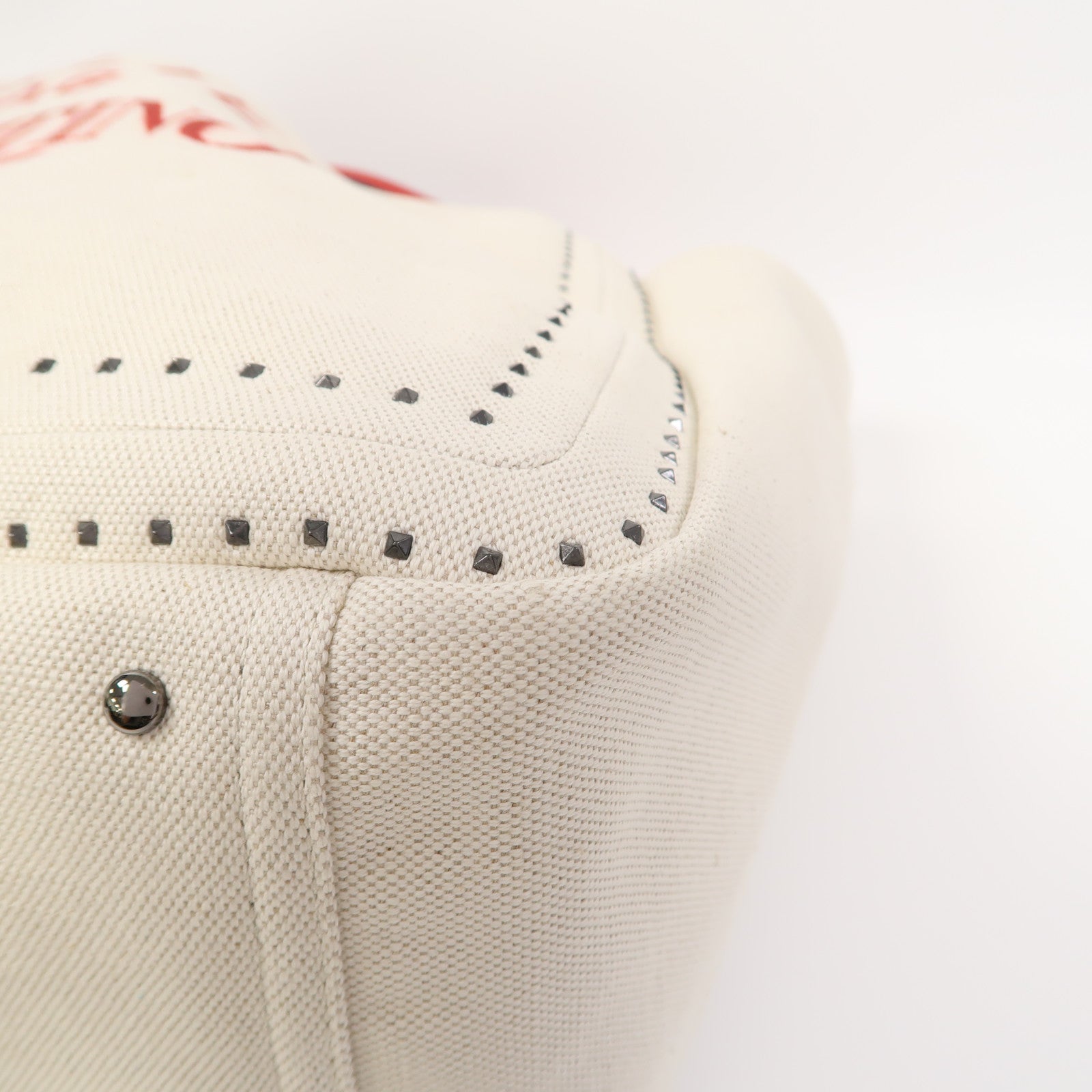 Valentino 帆布Garavani Atelier Bag 01 Metal Stitch Edition手挽肩背兩用袋米白色