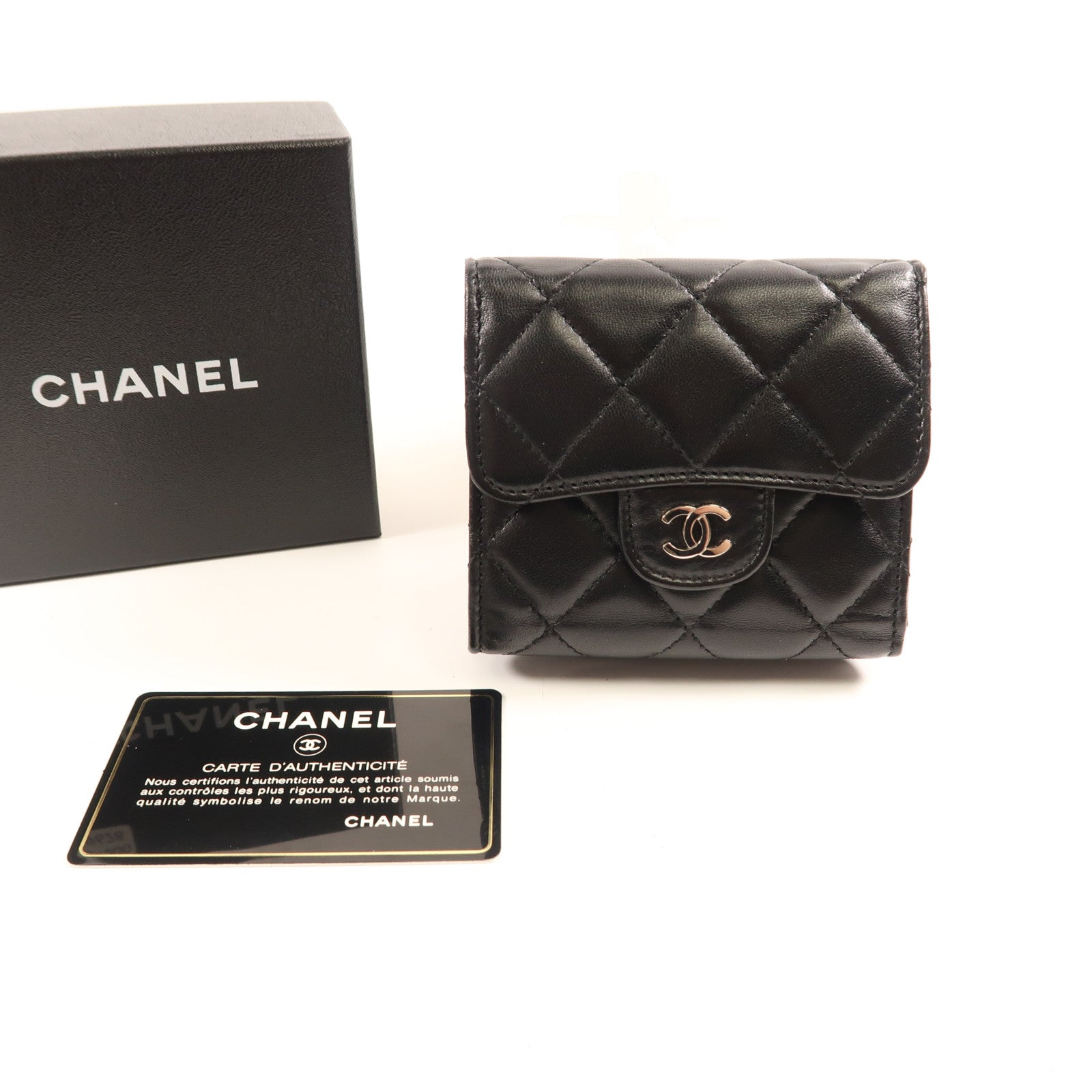 CHANEL 牛皮皮革Wallet銀扣錢包