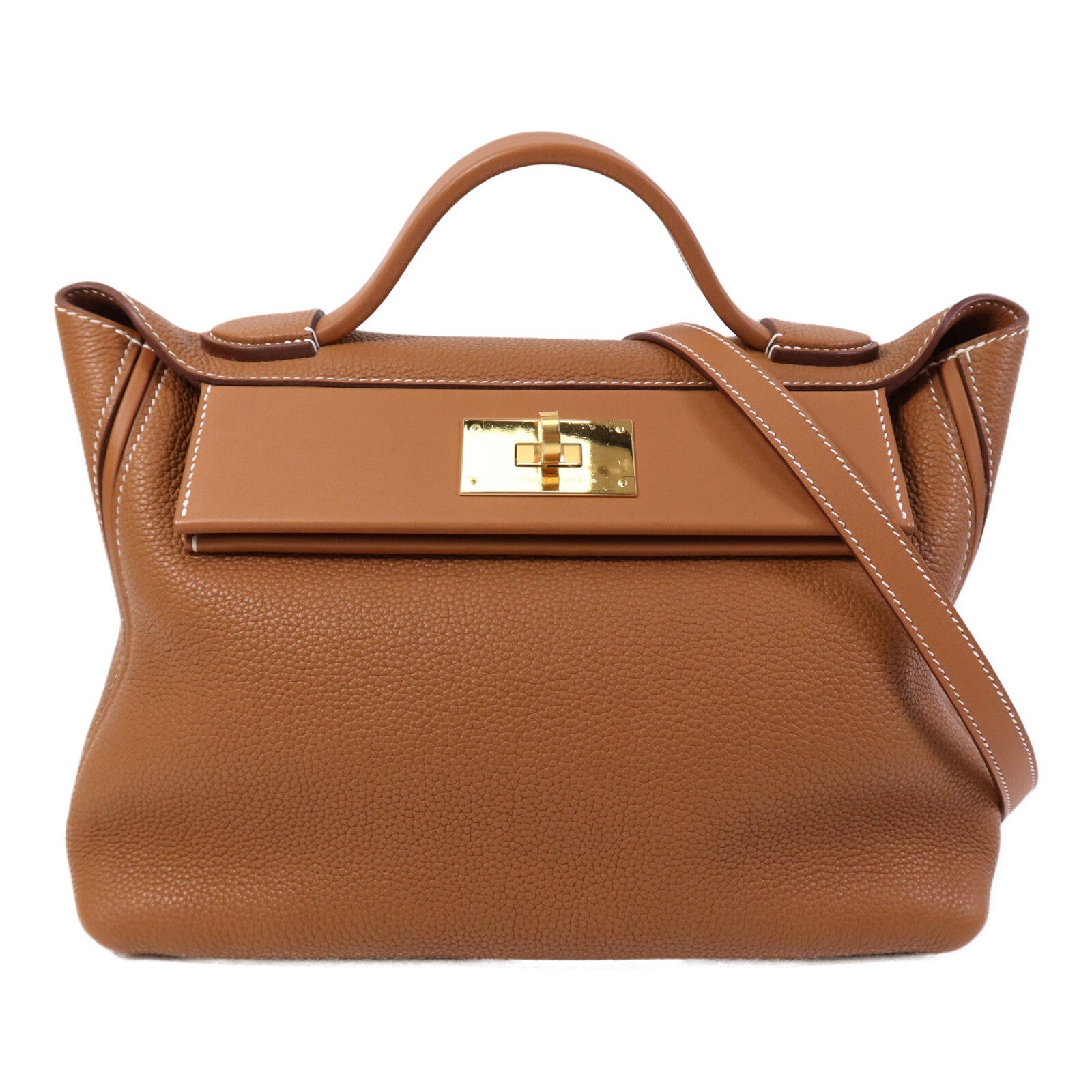 HERMES Clemence皮革24/24 29CM金扣手挽肩背兩用袋Gold