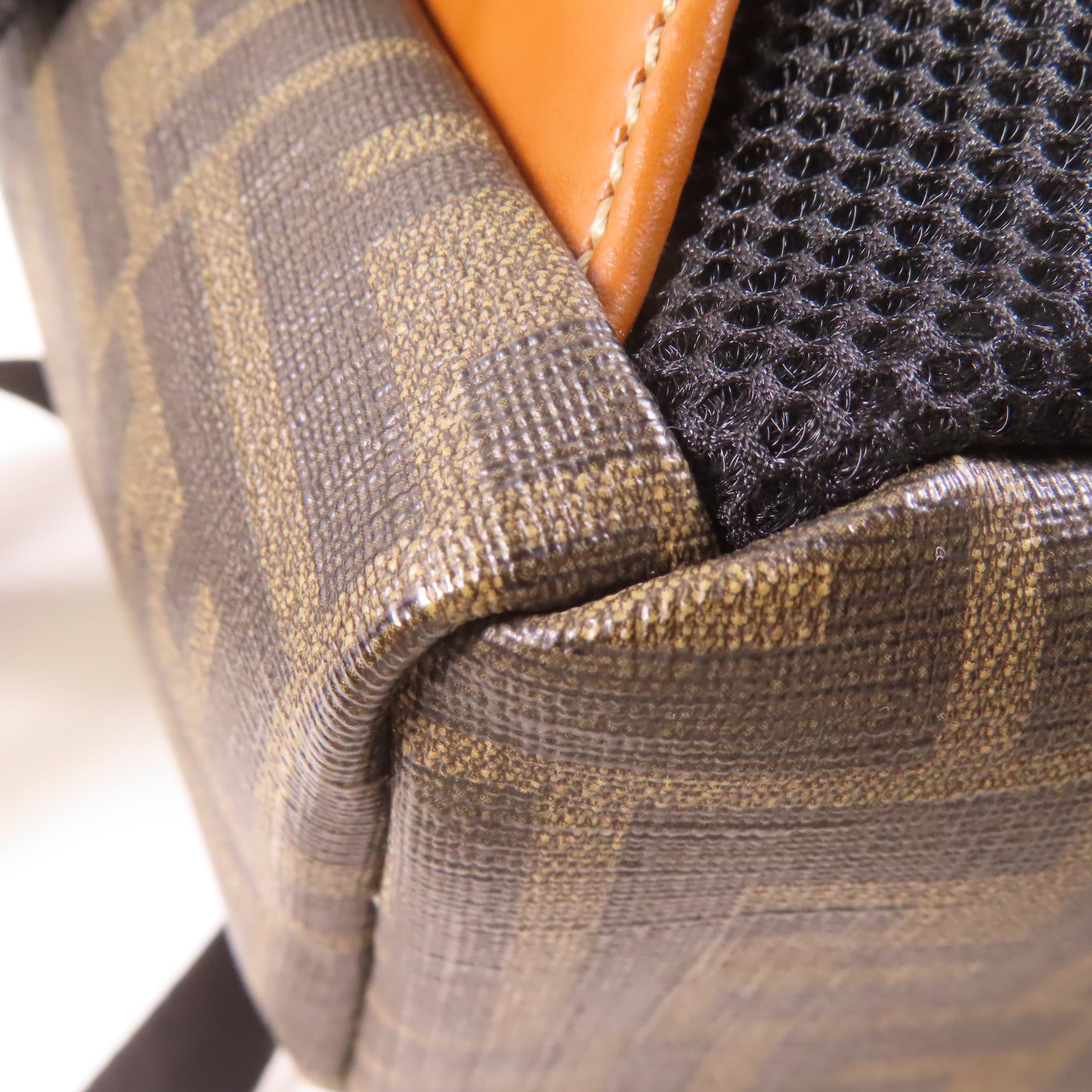 FENDI 塗層帆布Backpack銀扣背包棕色