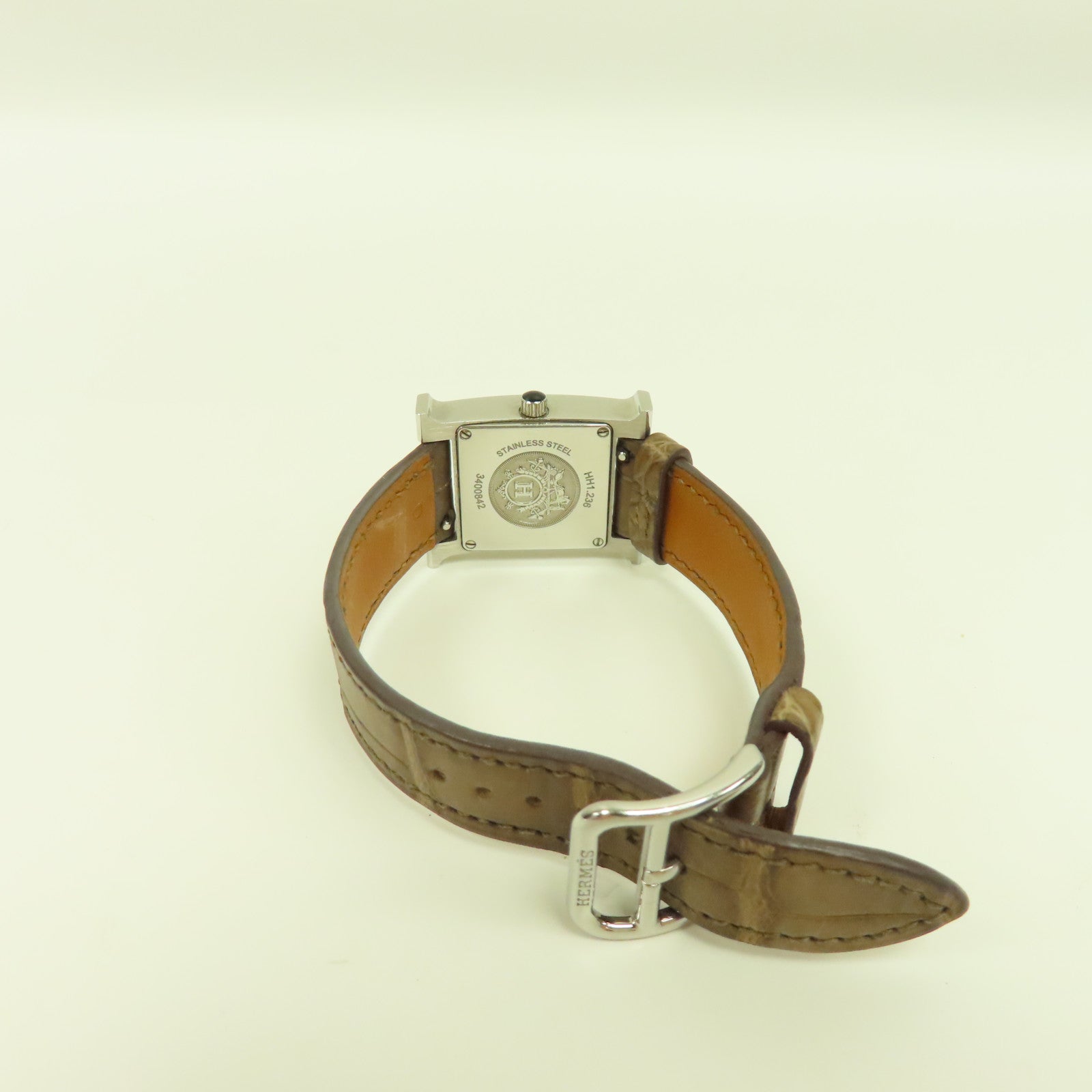 HERMES Heure H PM Acier不鏽鋼石英手錶銀色