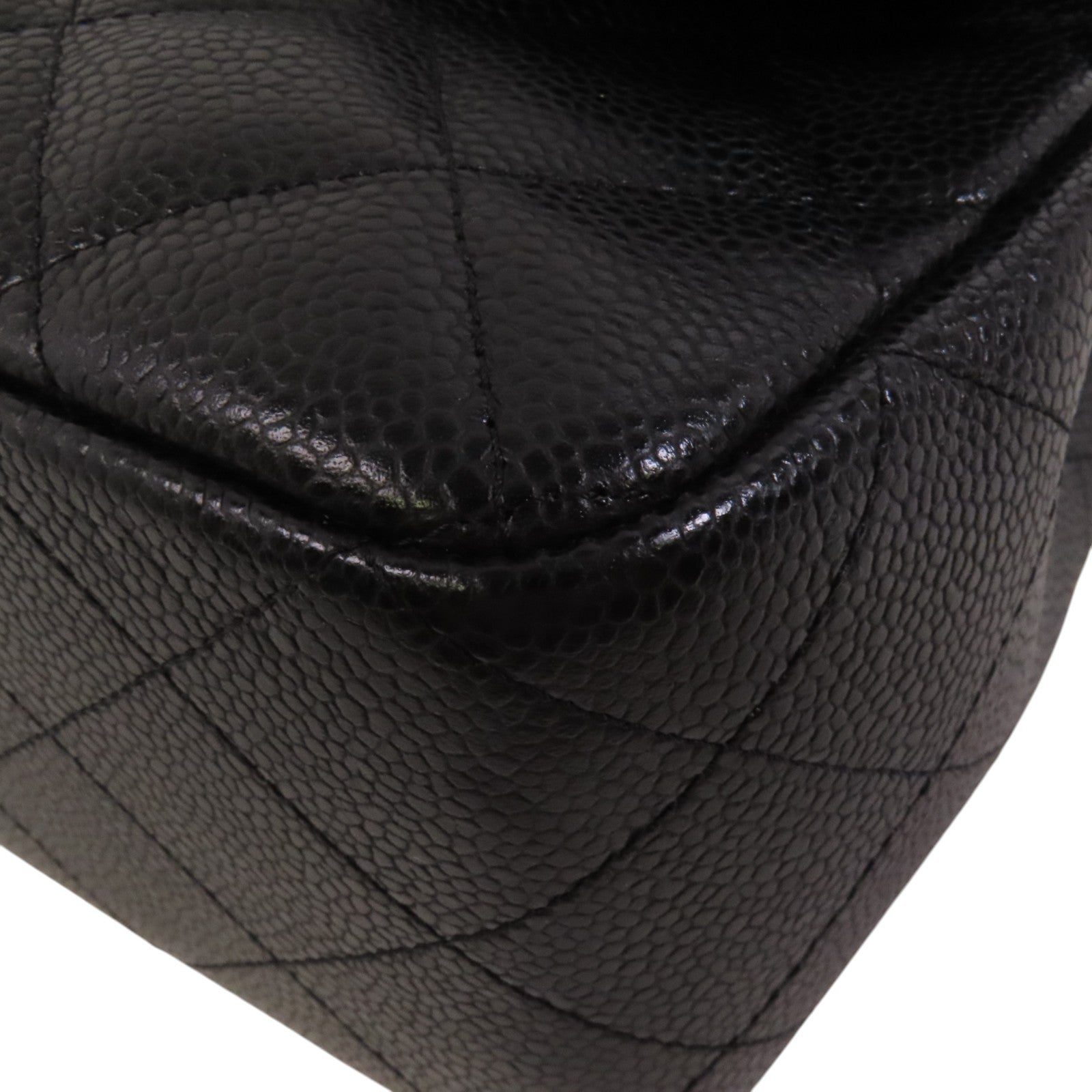 CHANEL 牛皮皮革Large Classic銀扣鏈帶肩背袋