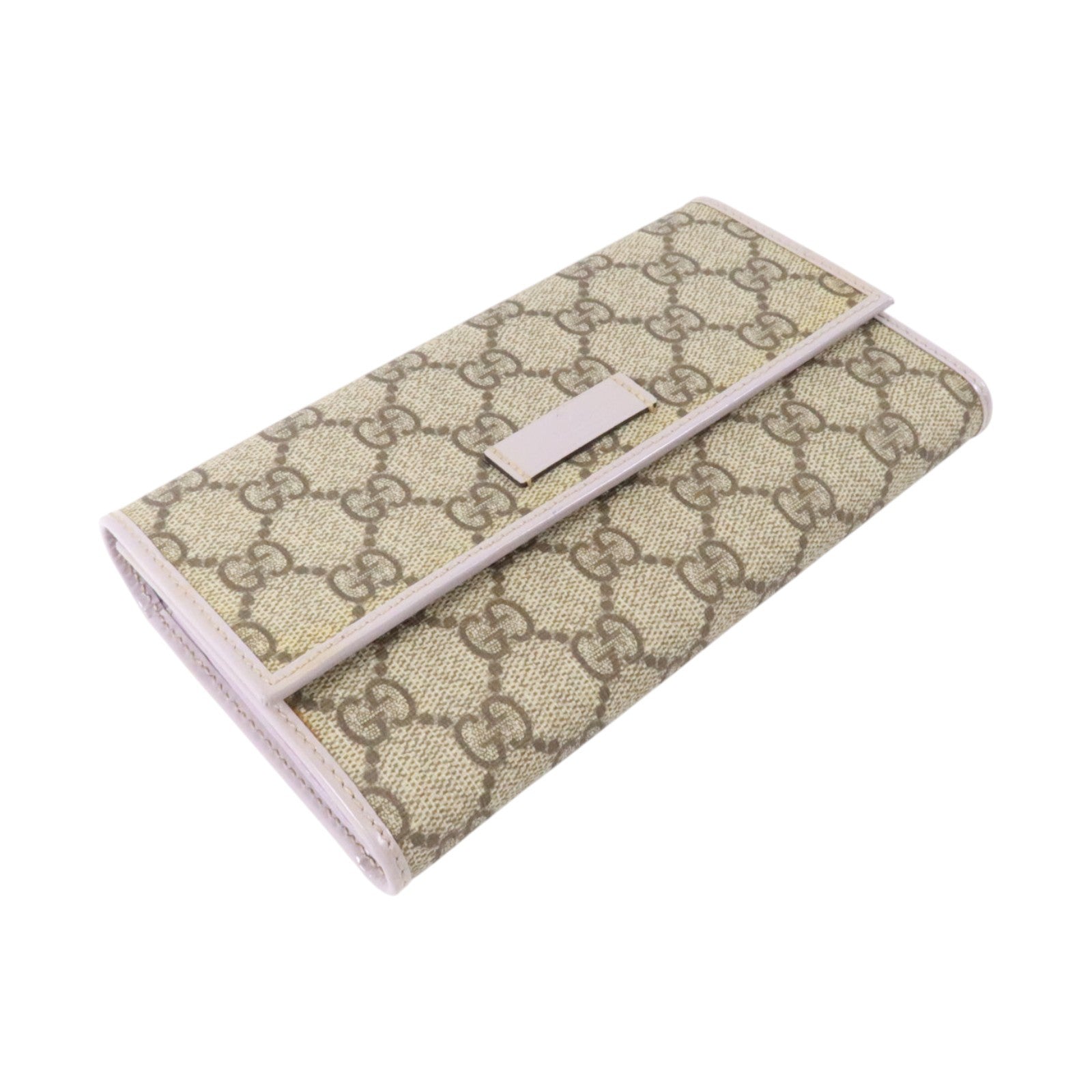 GUCCI 塗層帆布GG Supreme Continental Flap Wallet銀扣長錢包