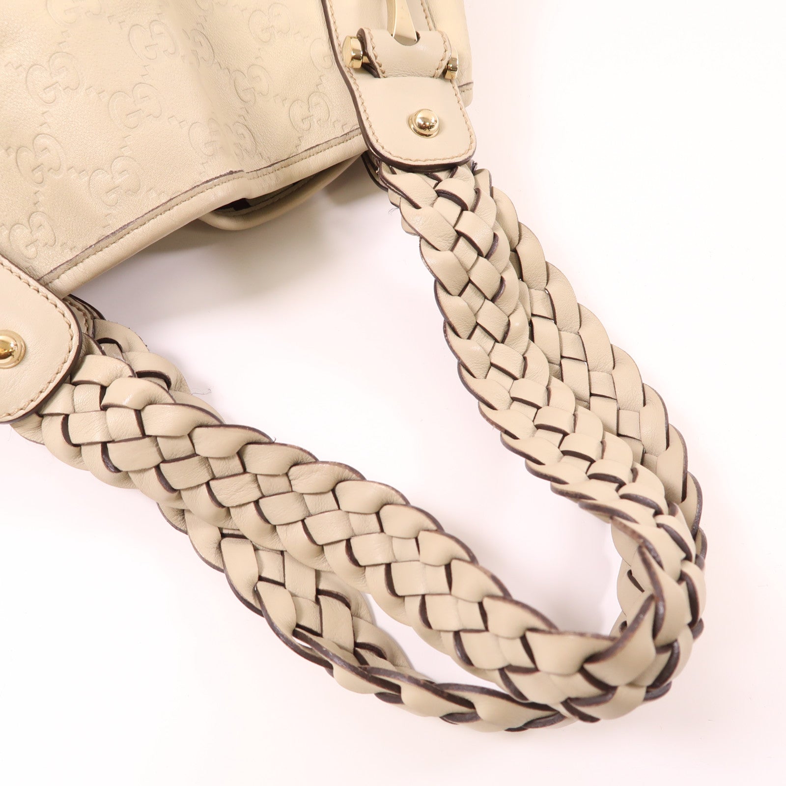 GUCCI GG GHW Shoulder Bag 137621 Calfskin Leather Beige