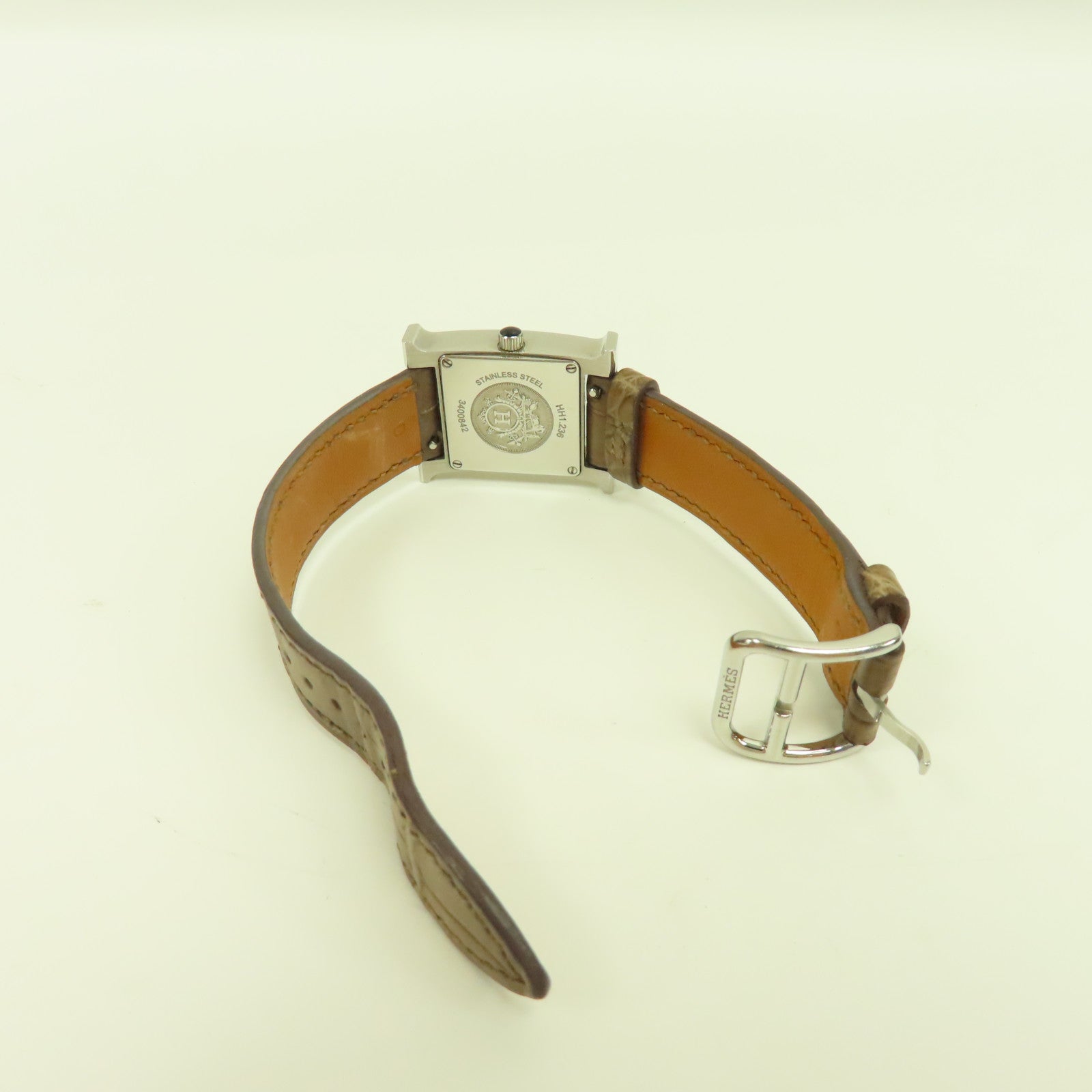 HERMES Heure H PM Acier不鏽鋼石英手錶銀色
