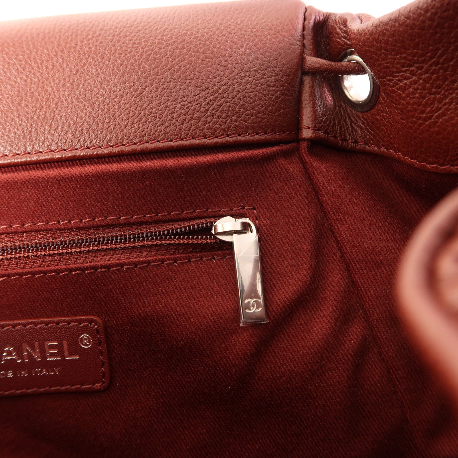 CHANEL 牛皮皮革Backpack銀扣背包