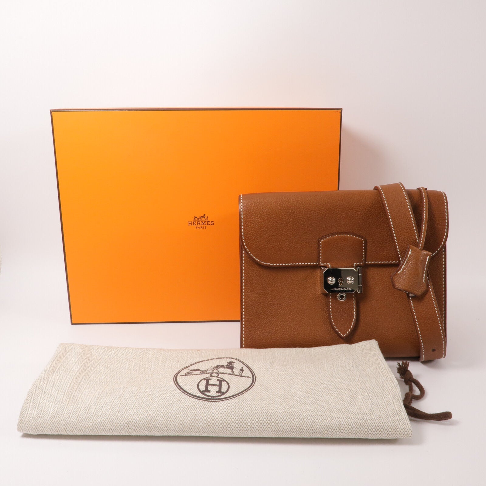 HERMES Barenia皮革Depeches 21肩背袋Gold