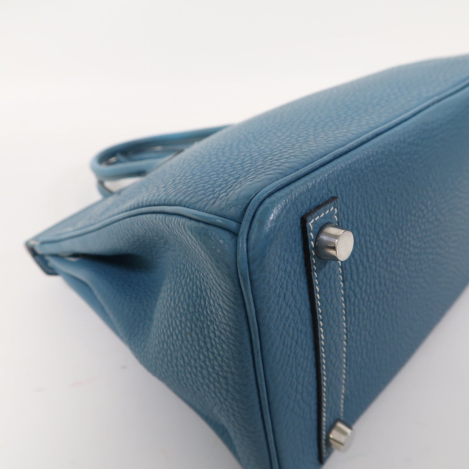 HERMES Togo皮革Birkin 25銀扣手挽袋藍色