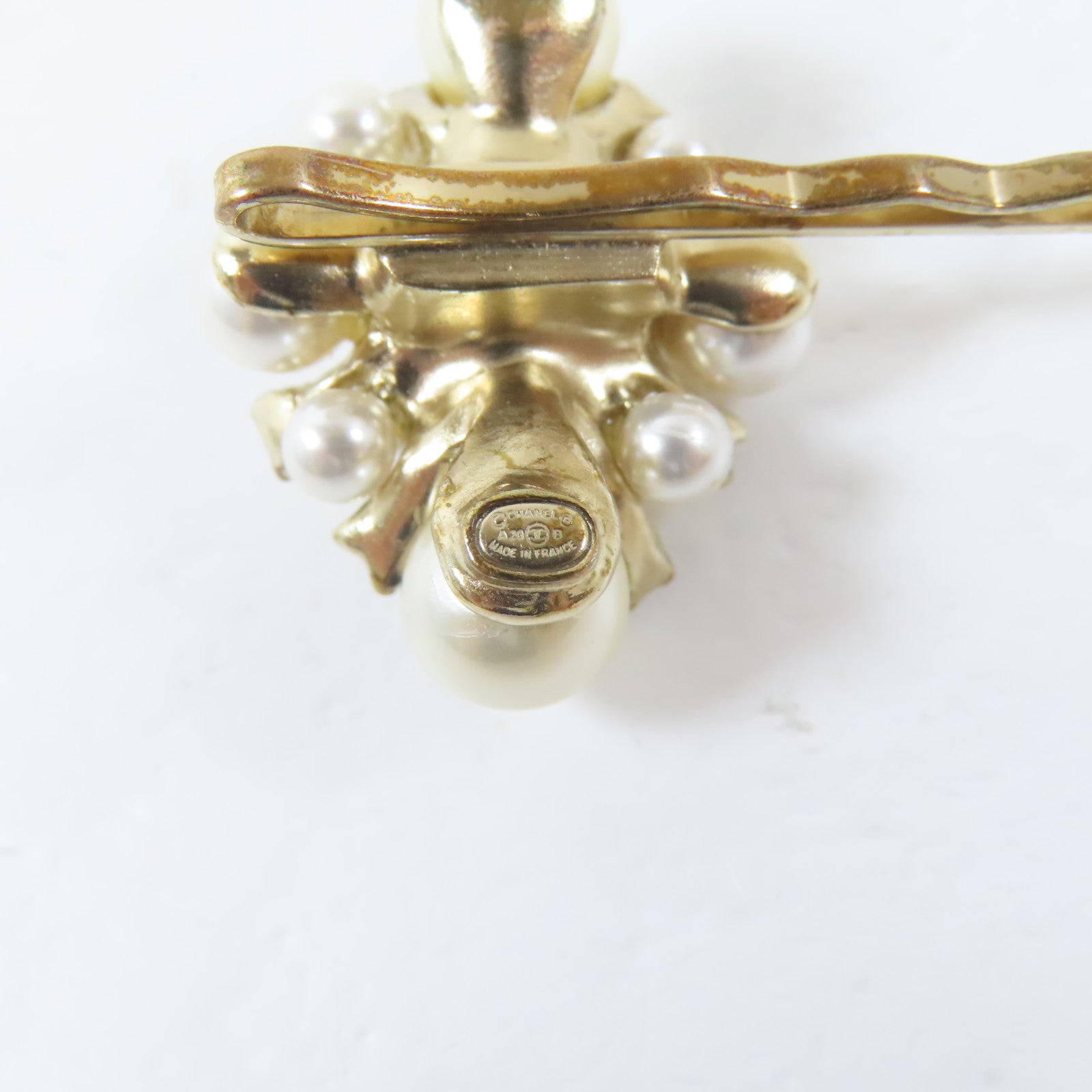 CHANEL 金屬Hair Pin髮夾白色/金色