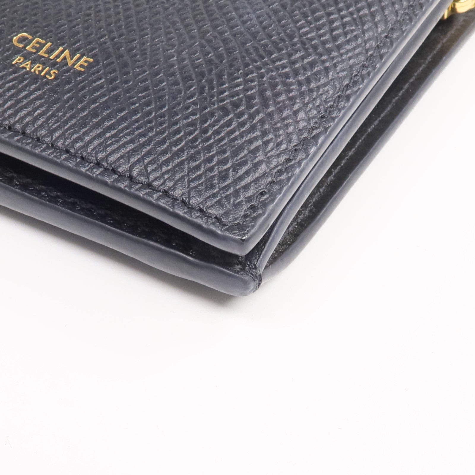 CELINE 牛皮皮革Triomphe Compact Wallet金扣錢包