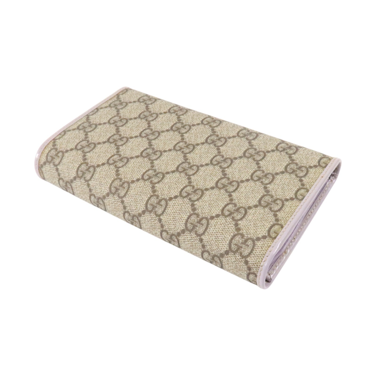 GUCCI 塗層帆布GG Supreme Continental Flap Wallet銀扣長錢包