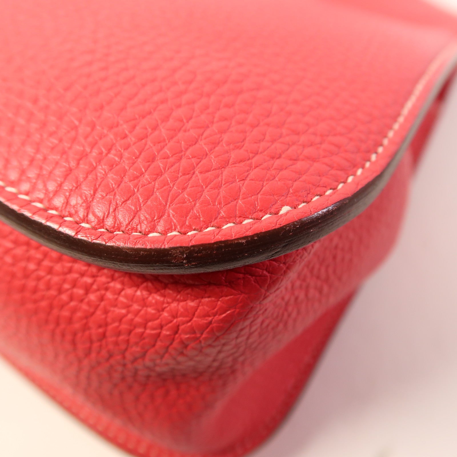 HERMES Clemence皮革Halzan 31銀扣手挽肩背兩用袋Rose Extreme