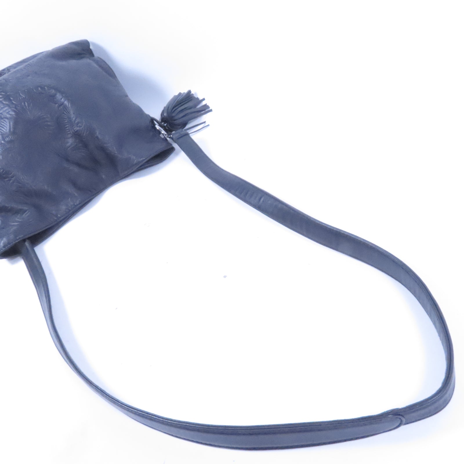 LOEWE 羊皮皮革Shoulder Bag銀扣肩背袋黑色