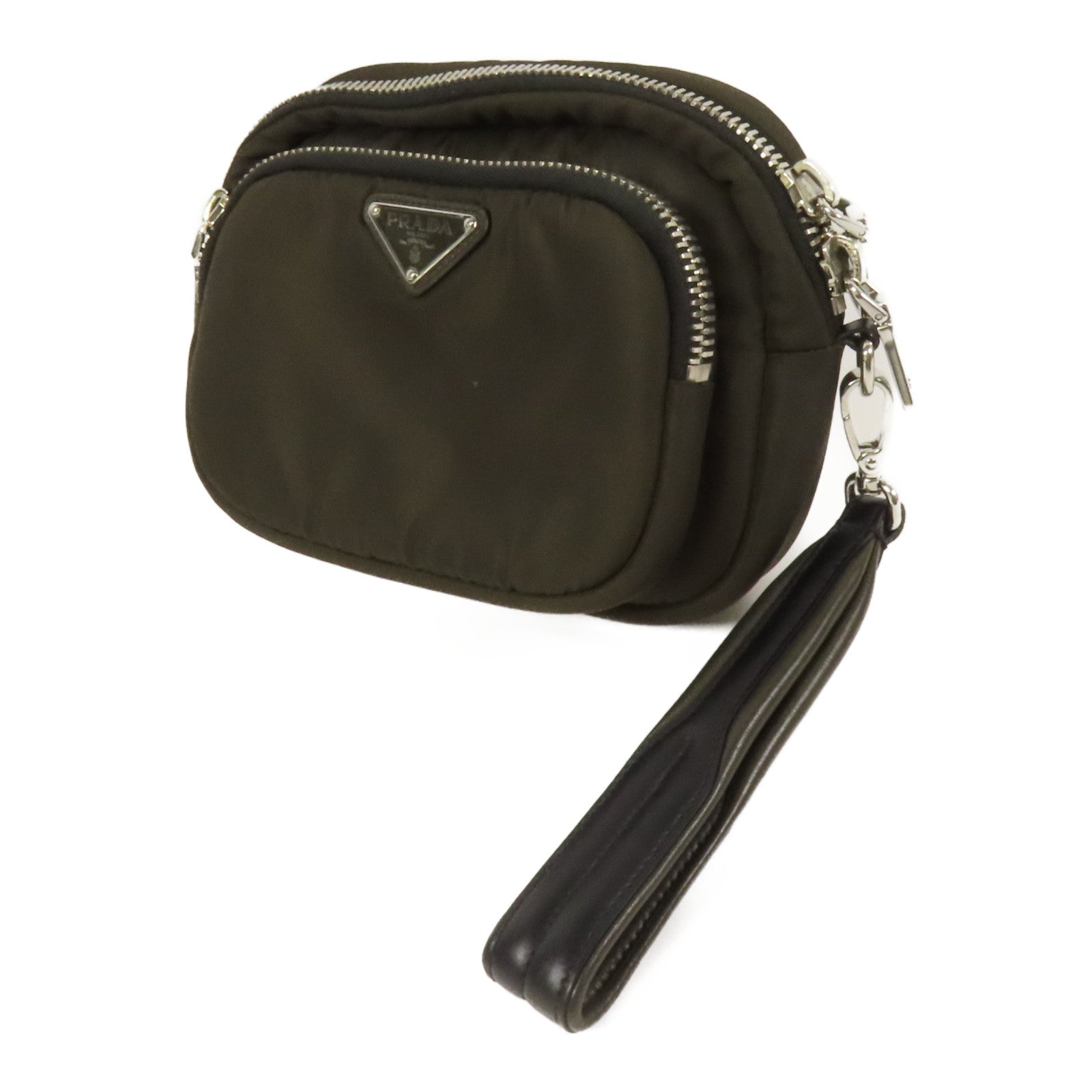 PRADA 尼龍Pouch銀扣手拿包