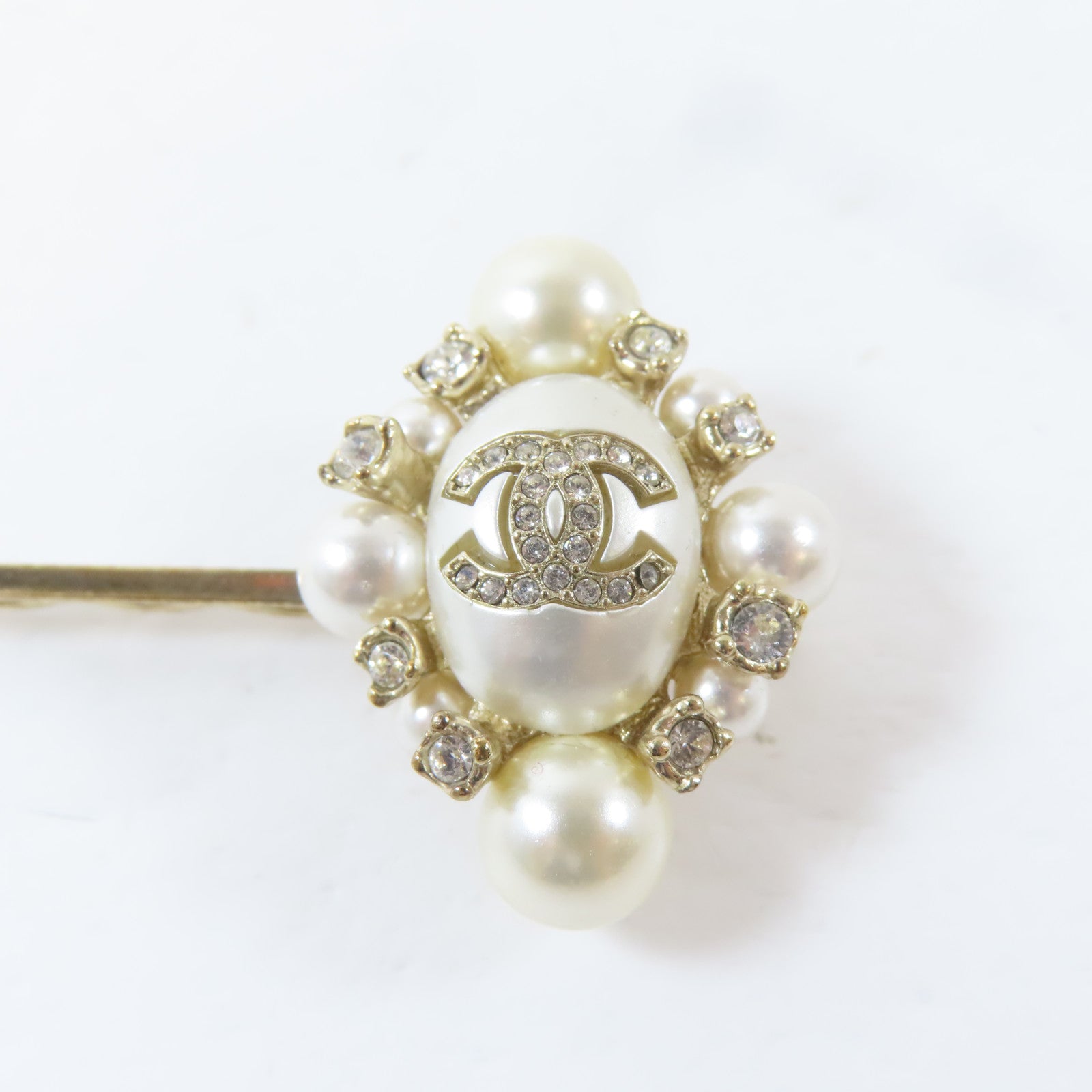 CHANEL 金屬Hair Pin髮夾白色/金色