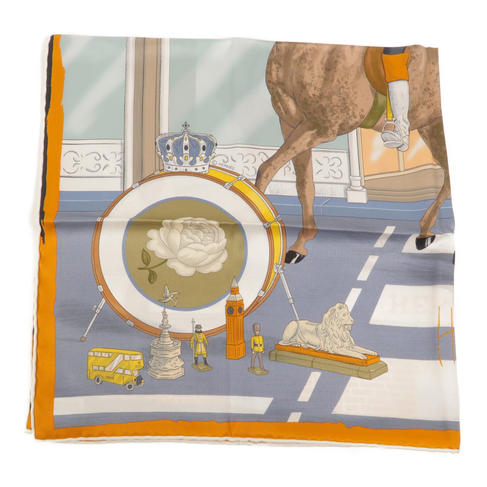 HERMES 絲質The New Hermes Record Scarf 70x70絲巾