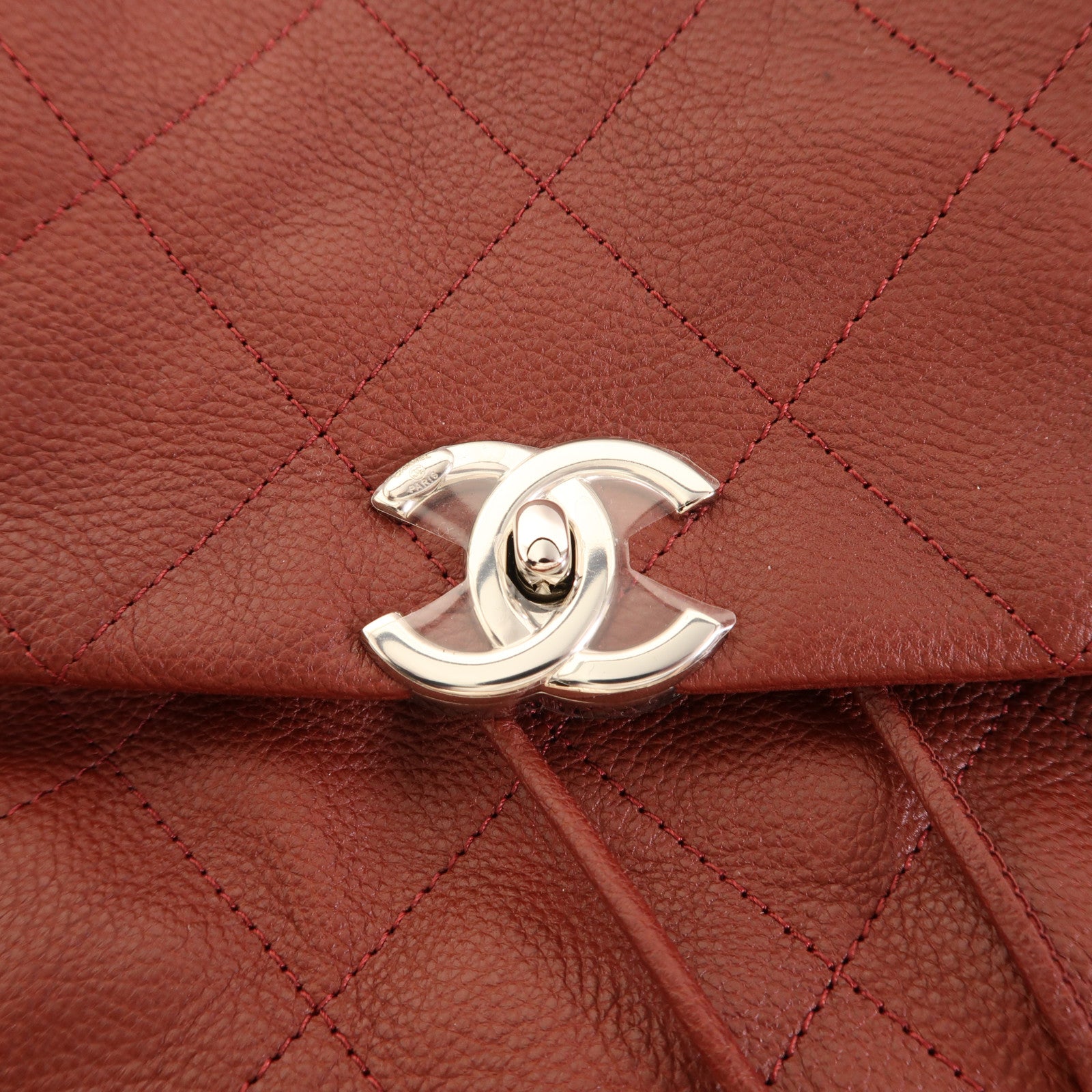 CHANEL 牛皮皮革Backpack銀扣背包