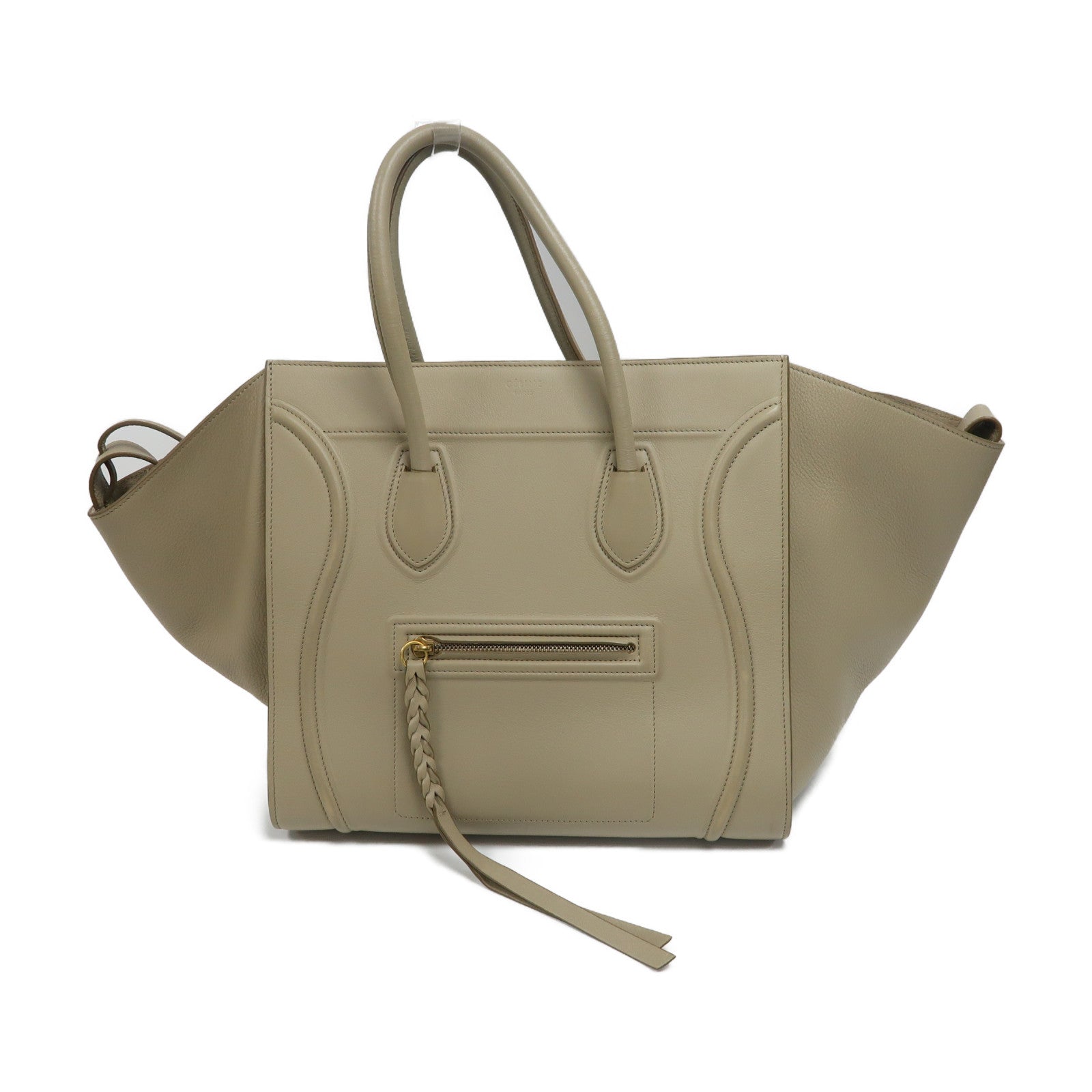 CELINE 牛皮皮革Hand Bag金扣手挽袋灰色