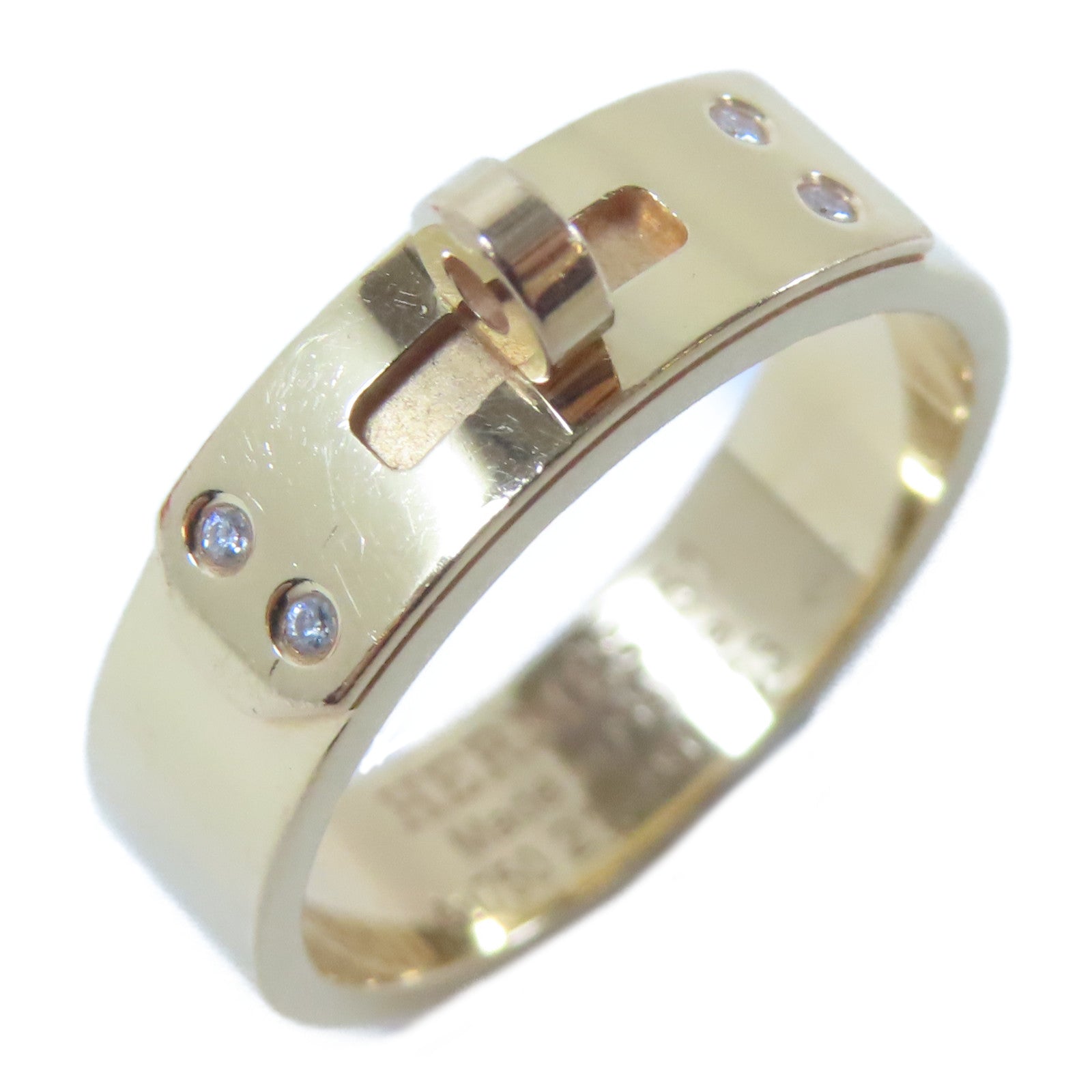 HERMES 18K玫瑰金Kelly Ring戒指金色Hermes#51/US#5.75