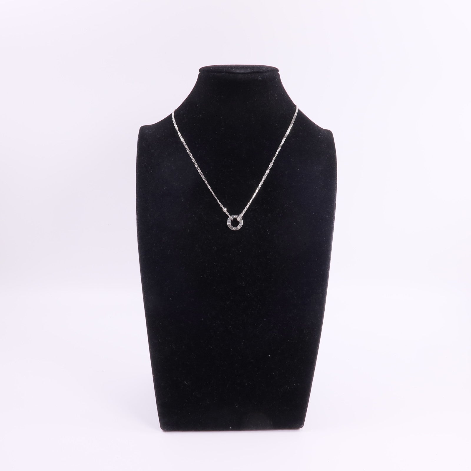 CARTIER 18K白金Love Circle Necklace鑽石項鍊