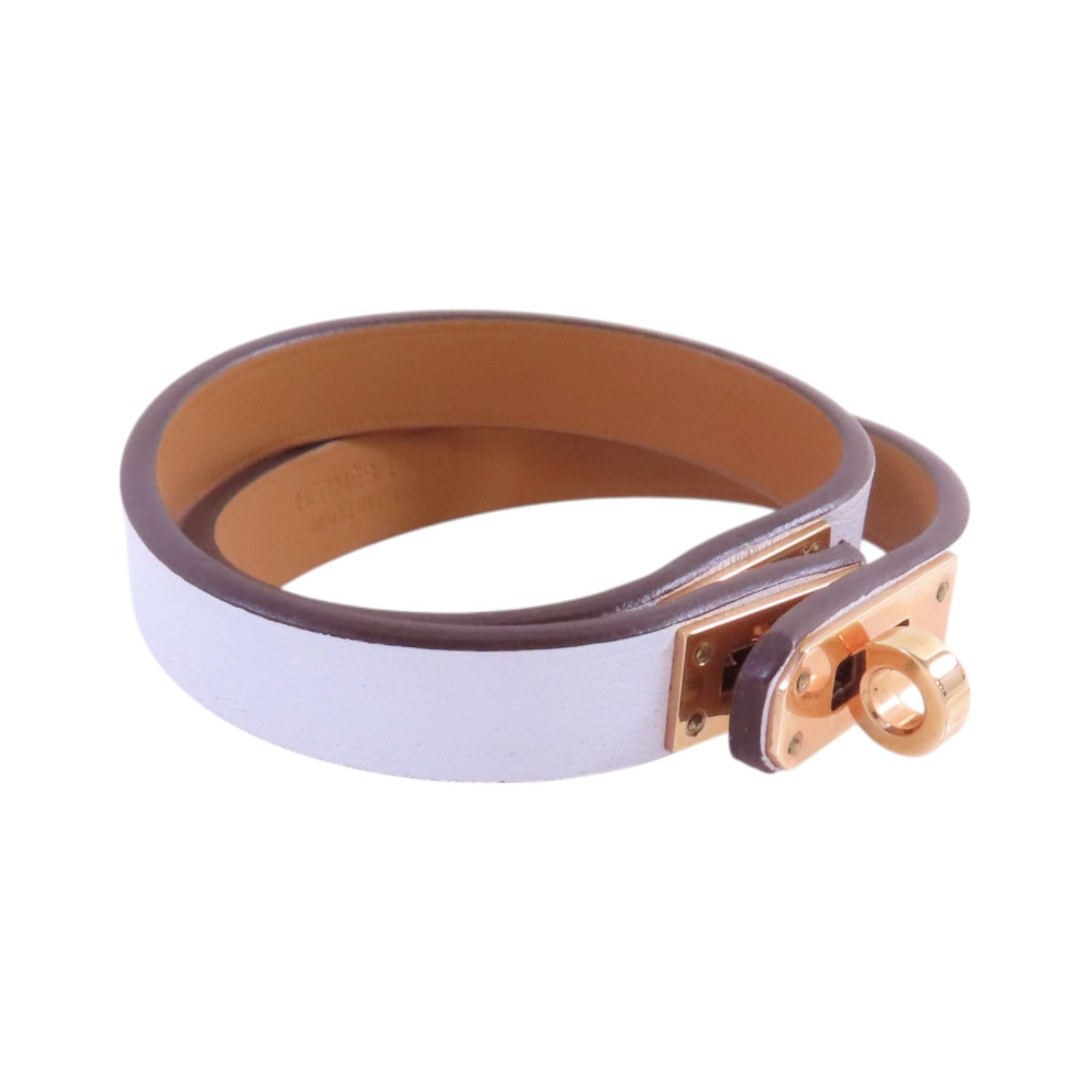 HERMES GHW Kelly Double Tour Bracelet Bangle Swift Leather