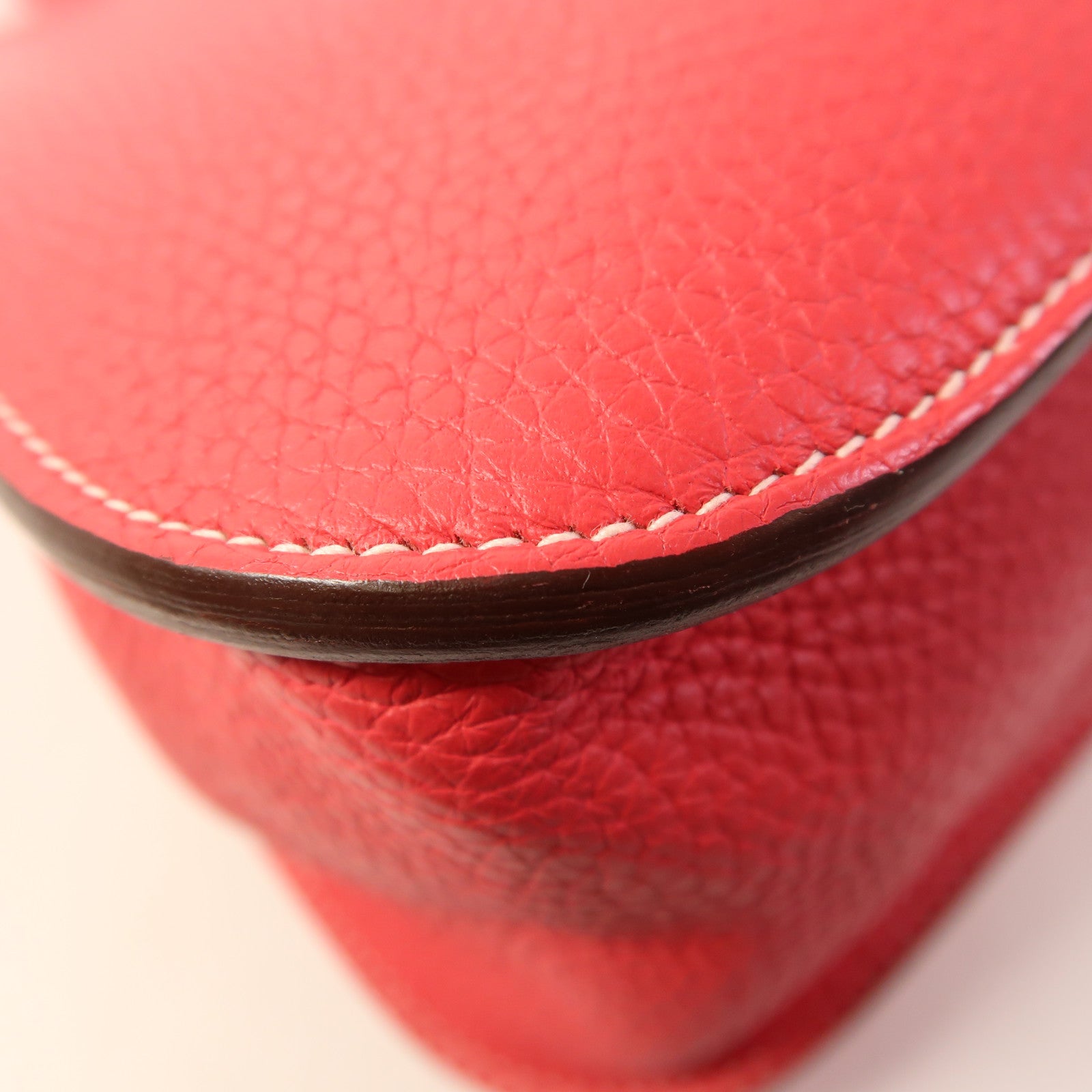 HERMES Clemence皮革Halzan 31銀扣手挽肩背兩用袋Rose Extreme