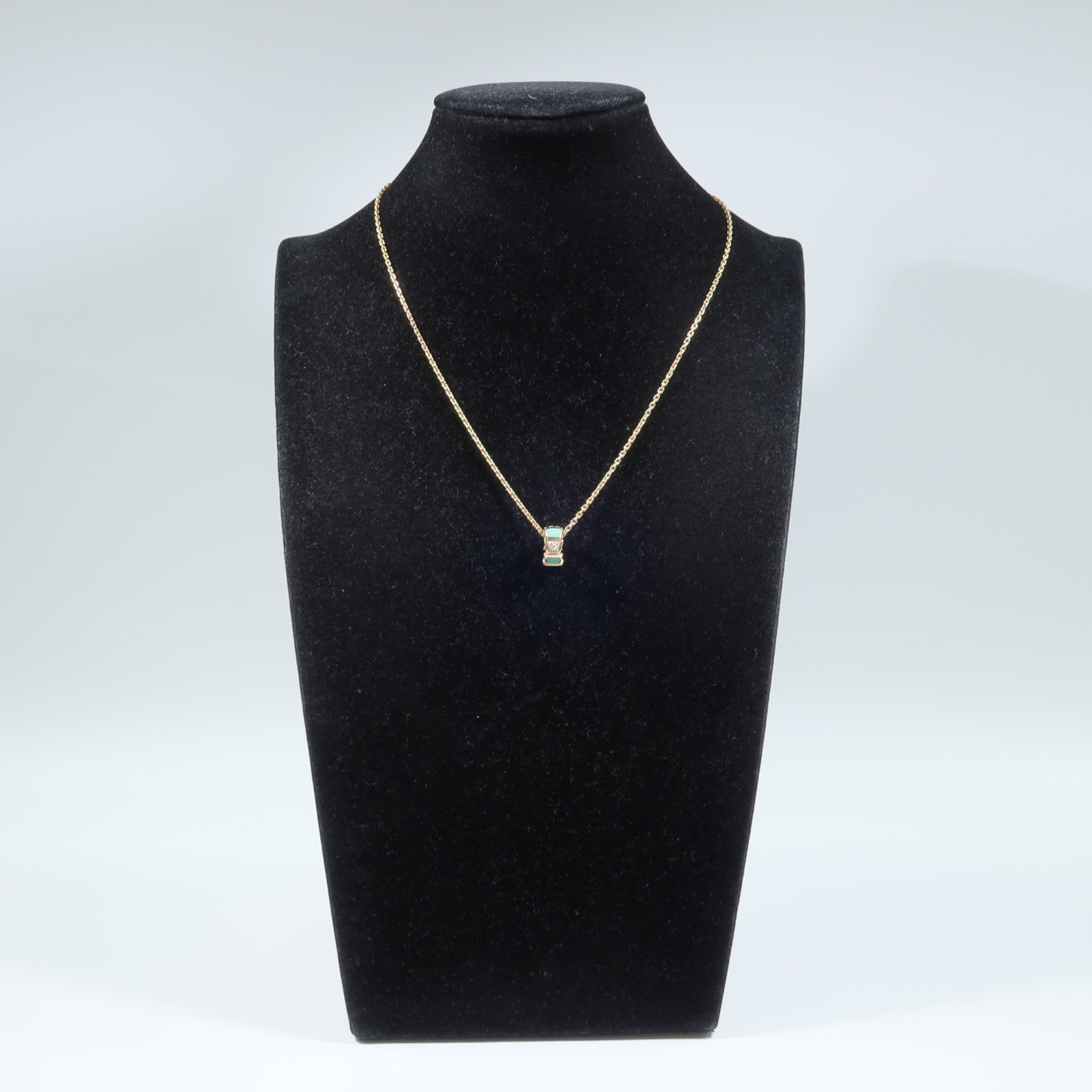 BVLGARI 18K玫瑰金Serpenti Viper綠松石/鑽石項鍊
