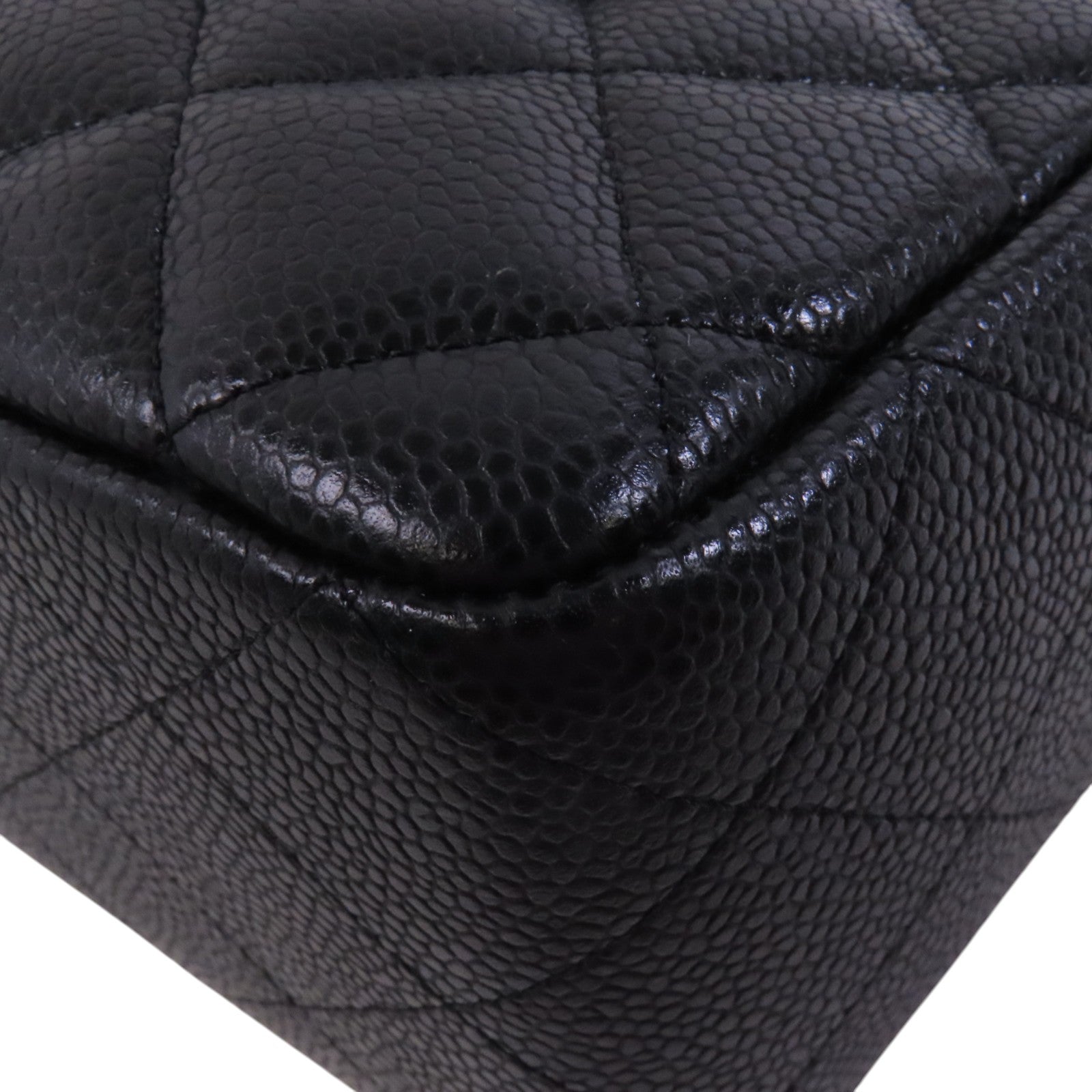 CHANEL 牛皮皮革Large Classic銀扣鏈帶肩背袋