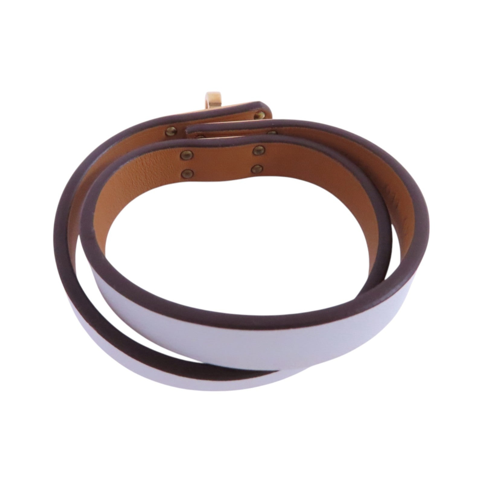 HERMES GHW Kelly Double Tour Bracelet Bangle Swift Leather