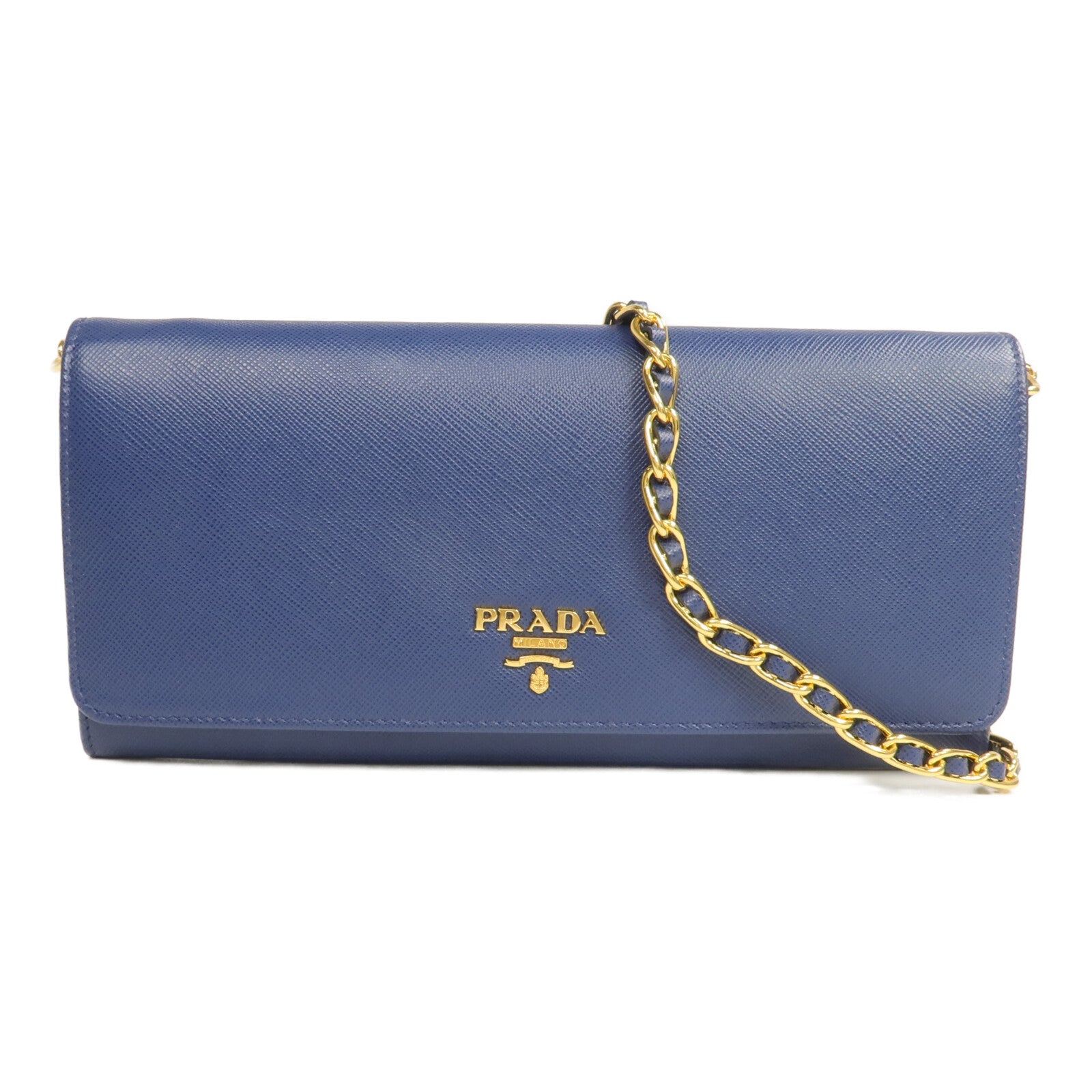 PRADA Saffiano皮革Wallet On Chain金扣鏈帶肩背袋