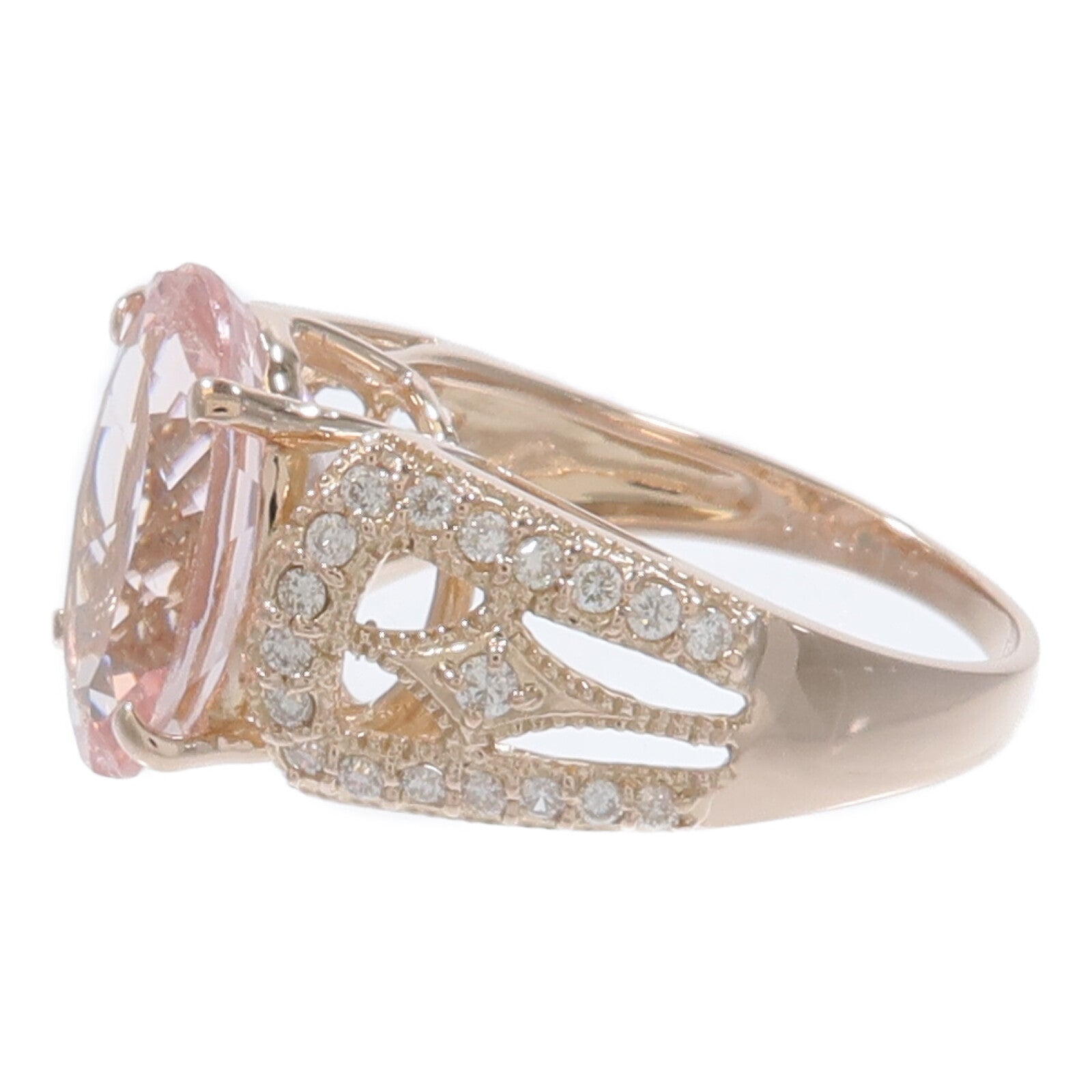 JEWELRY 18K玫瑰金Morganite Diamond Ring摩根石/鑽石戒指