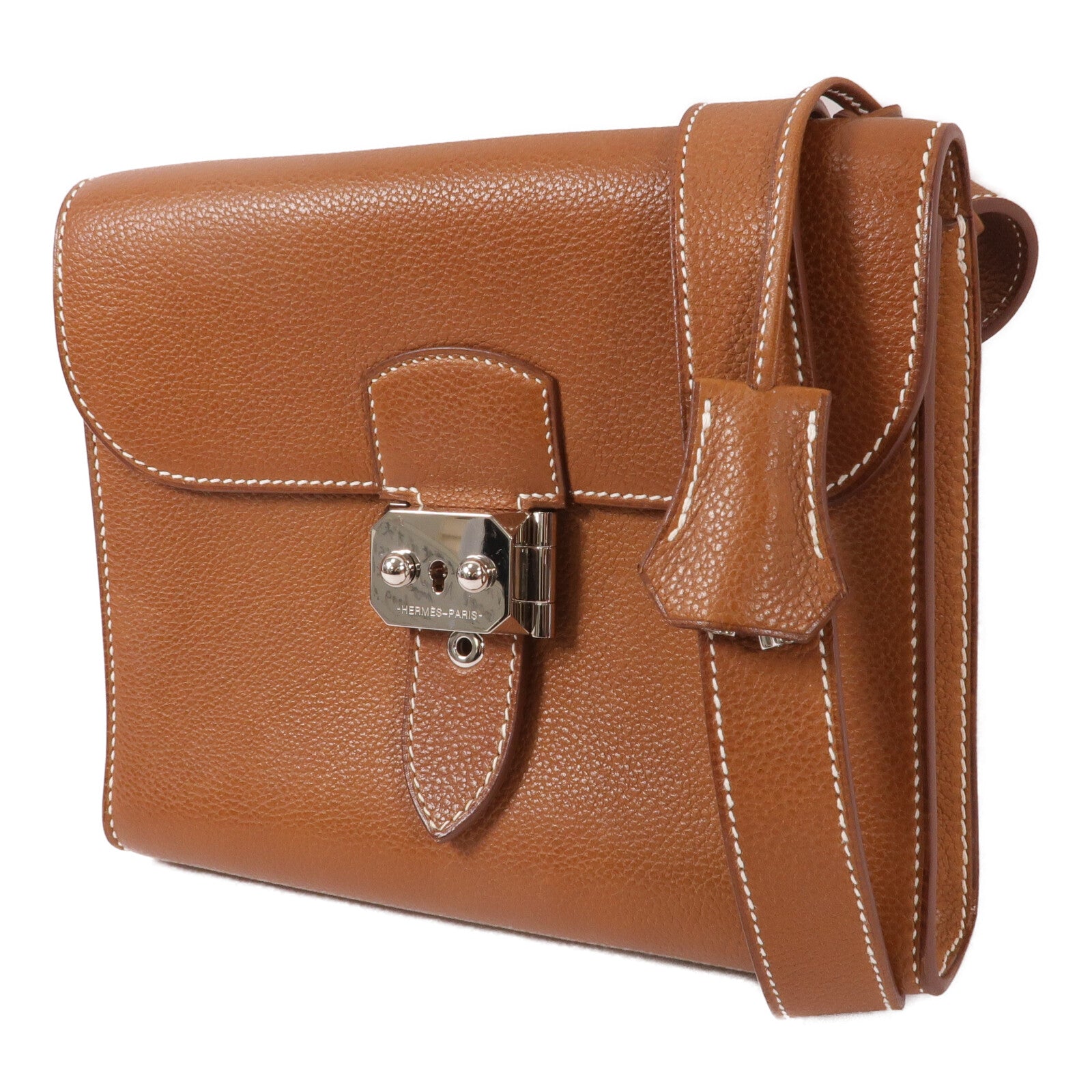 HERMES Barenia皮革Depeches 21肩背袋Gold