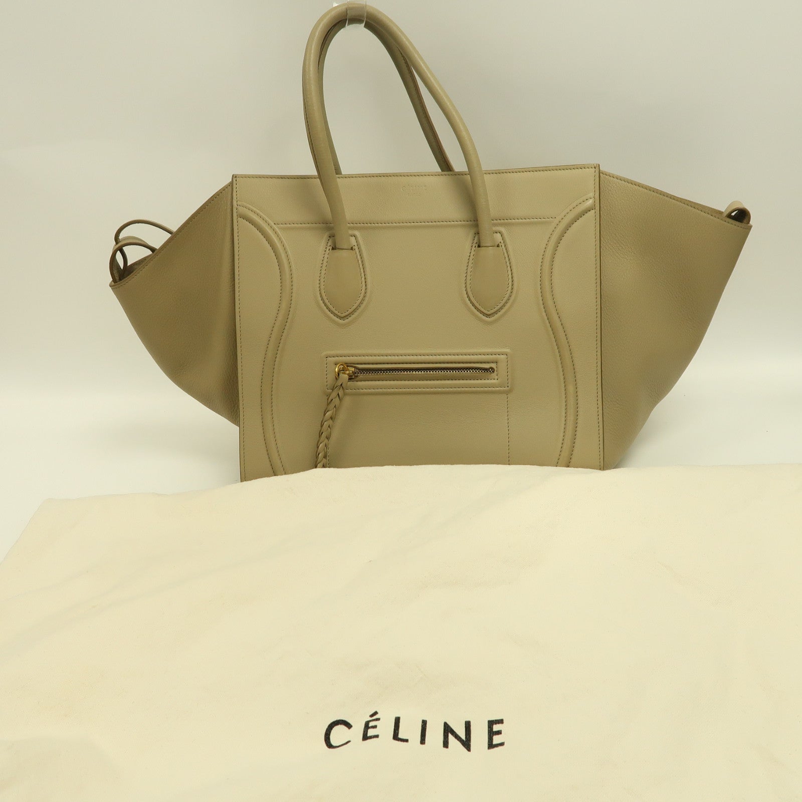 CELINE 牛皮皮革Hand Bag金扣手挽袋灰色