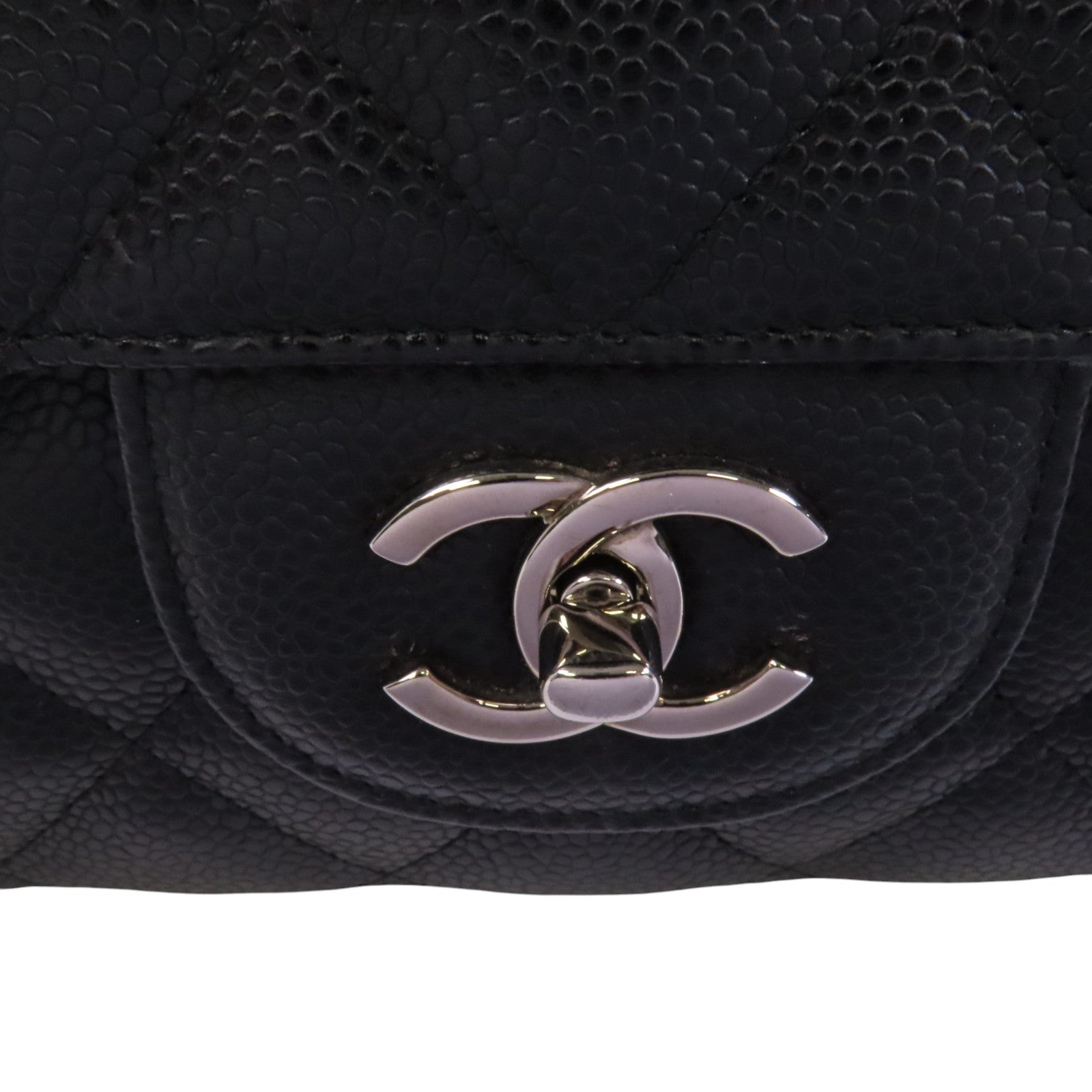 CHANEL 牛皮皮革Large Classic銀扣鏈帶肩背袋