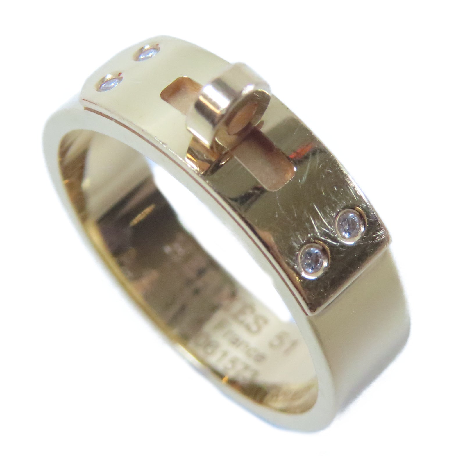HERMES 18K玫瑰金Kelly Ring戒指金色Hermes#51/US#5.75