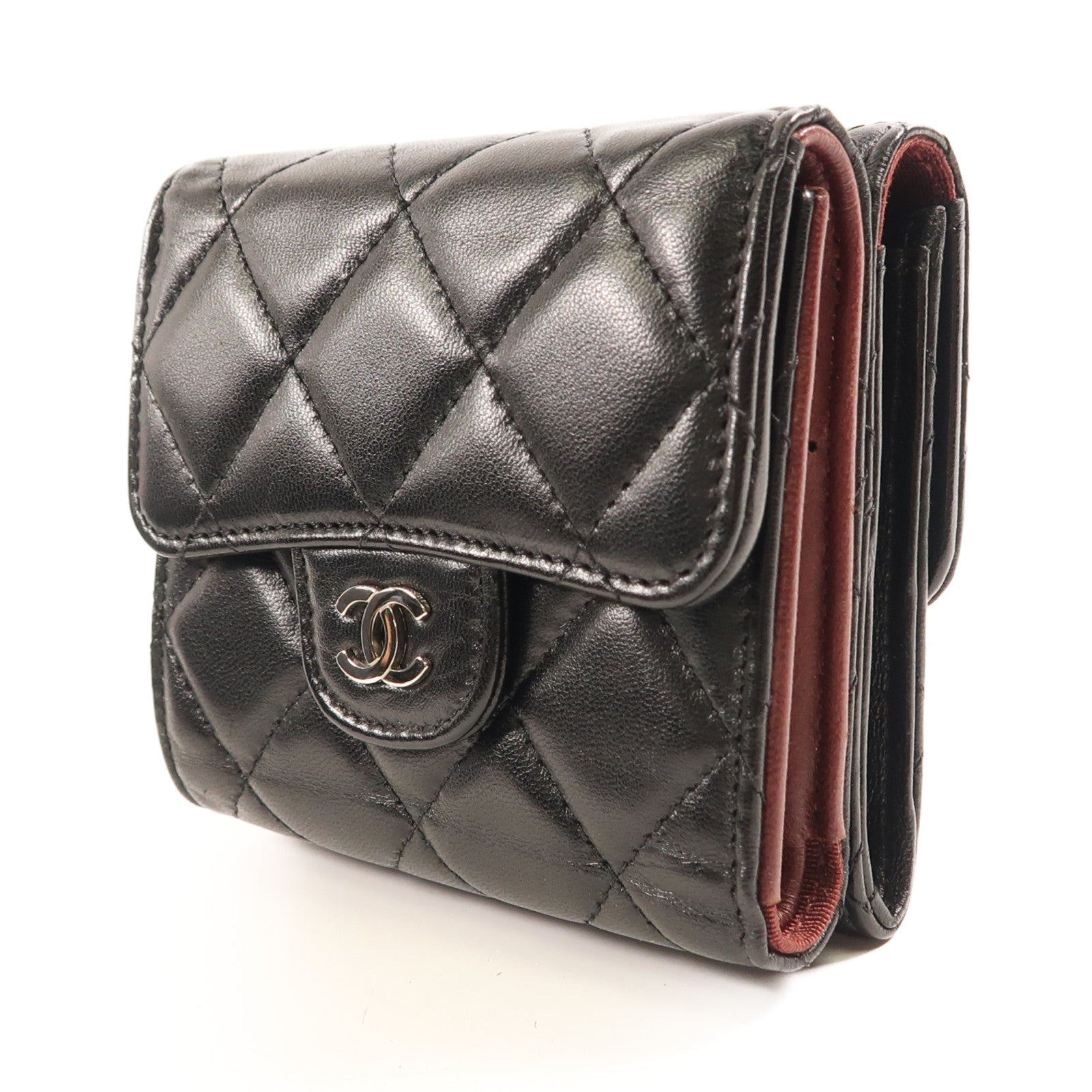 CHANEL 牛皮皮革Wallet銀扣錢包