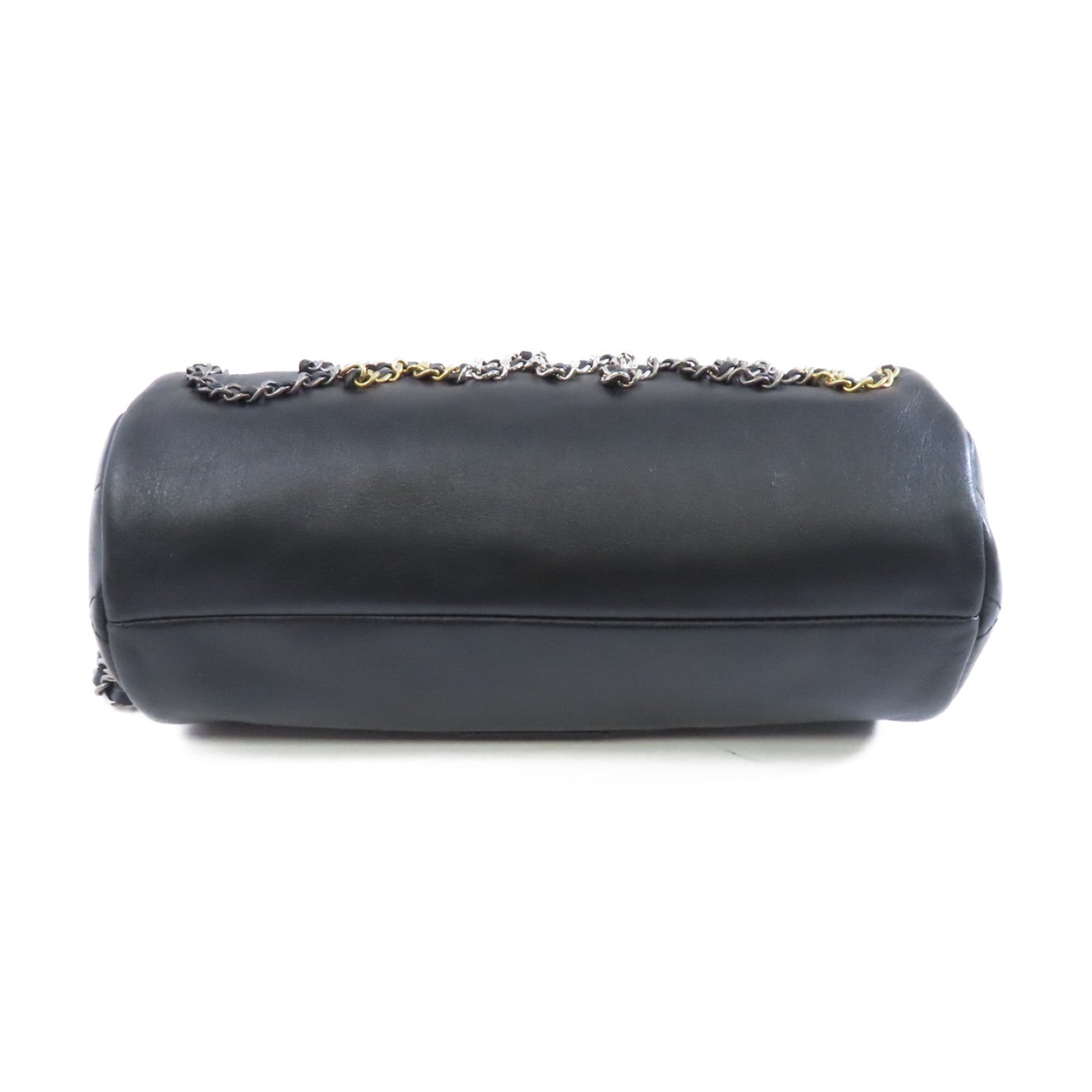 CHANEL 【激減優惠】牛皮皮革Bowling Chain Shoulder金扣鏈帶肩背袋黑色