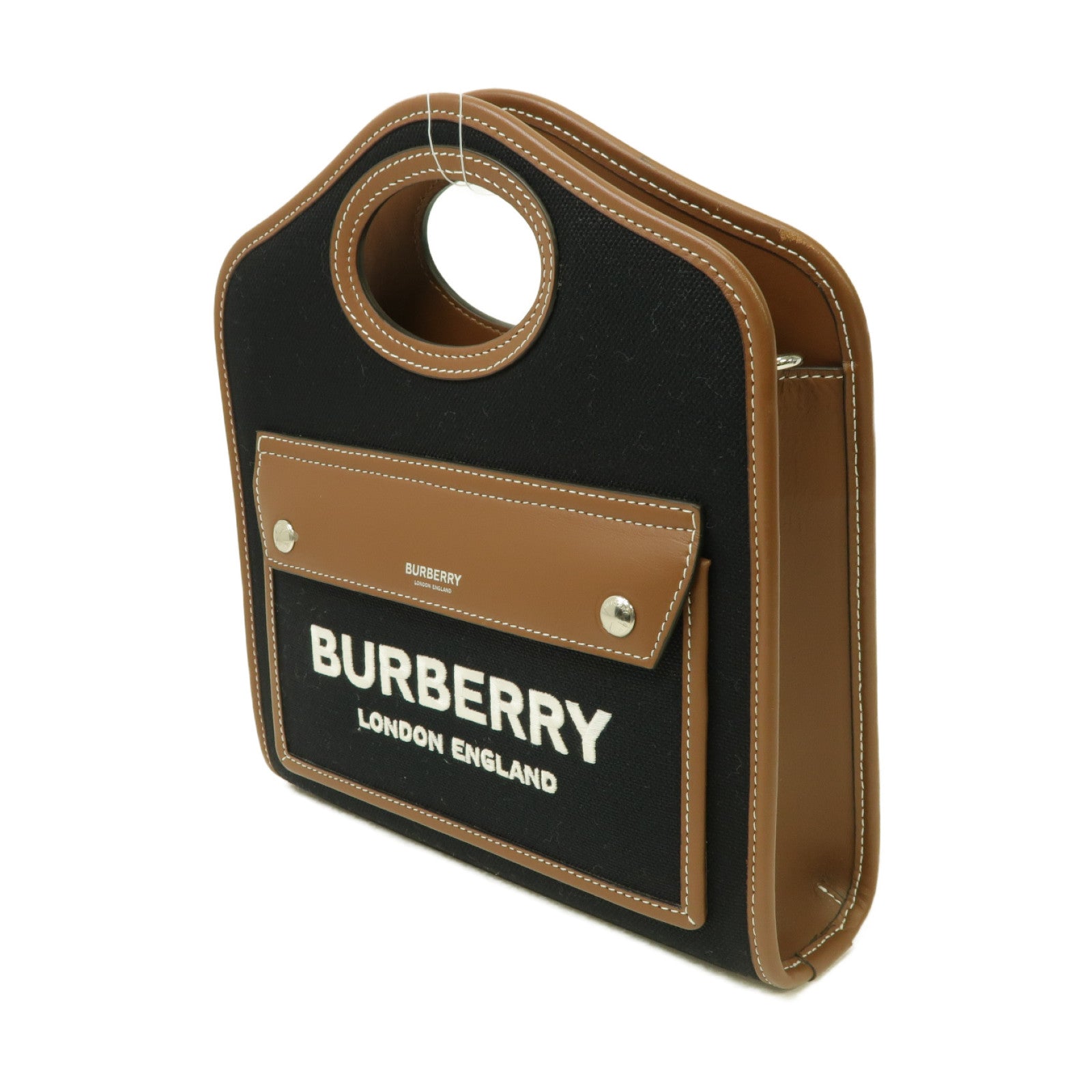 BURBERRY 帆布2way Shoulder Bag銀扣手挽肩背兩用袋黑色