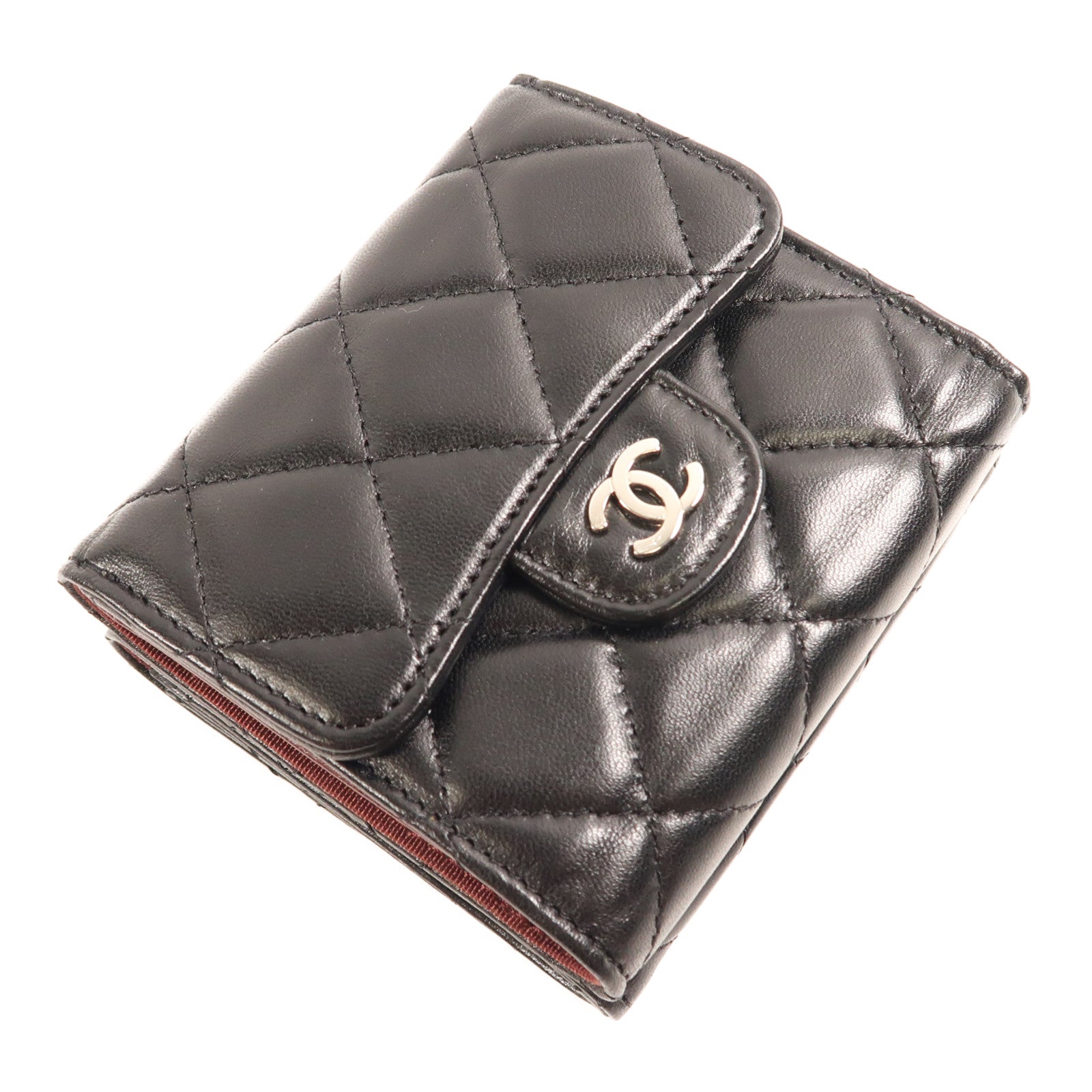 CHANEL 牛皮皮革Wallet銀扣錢包