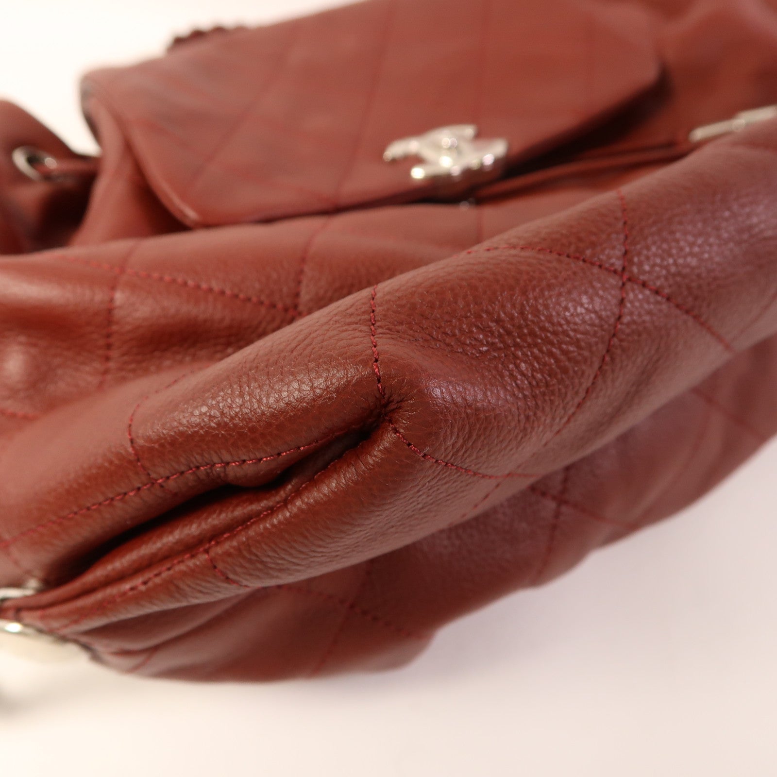 CHANEL 牛皮皮革Backpack銀扣背包