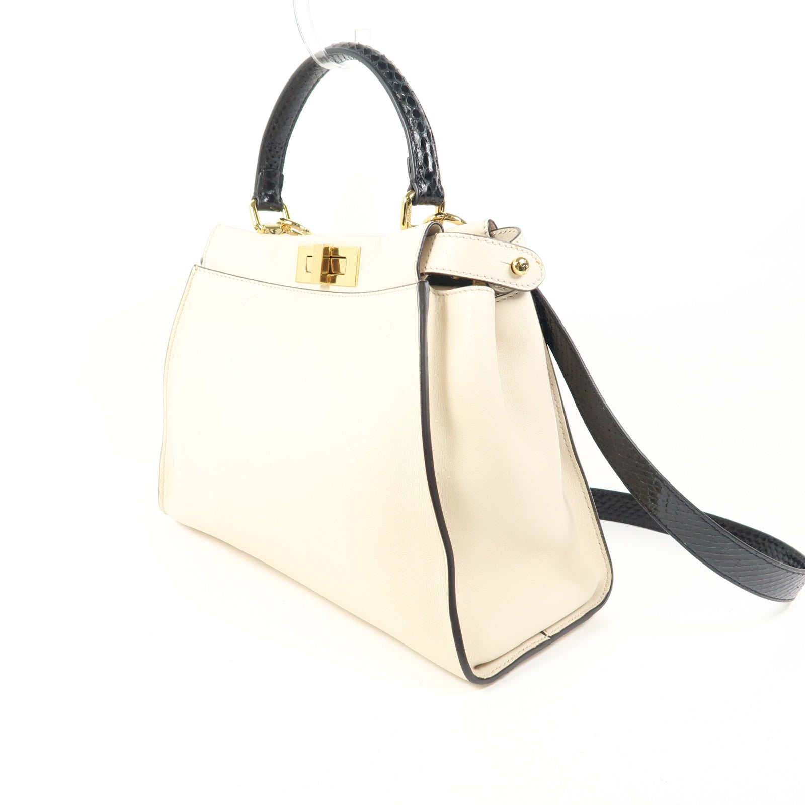 FENDI 【激減優惠】蛇皮/牛皮皮革Peekaboo金扣手挽肩背兩用袋