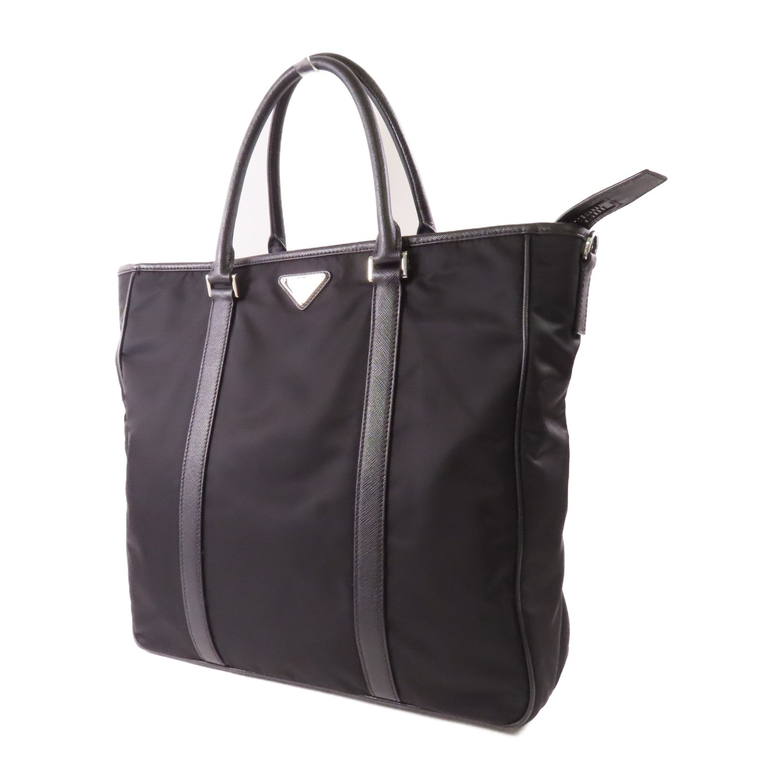 PRADA 尼龍/Saffiano皮革2 Way Shoulder銀扣手挽肩背兩用袋