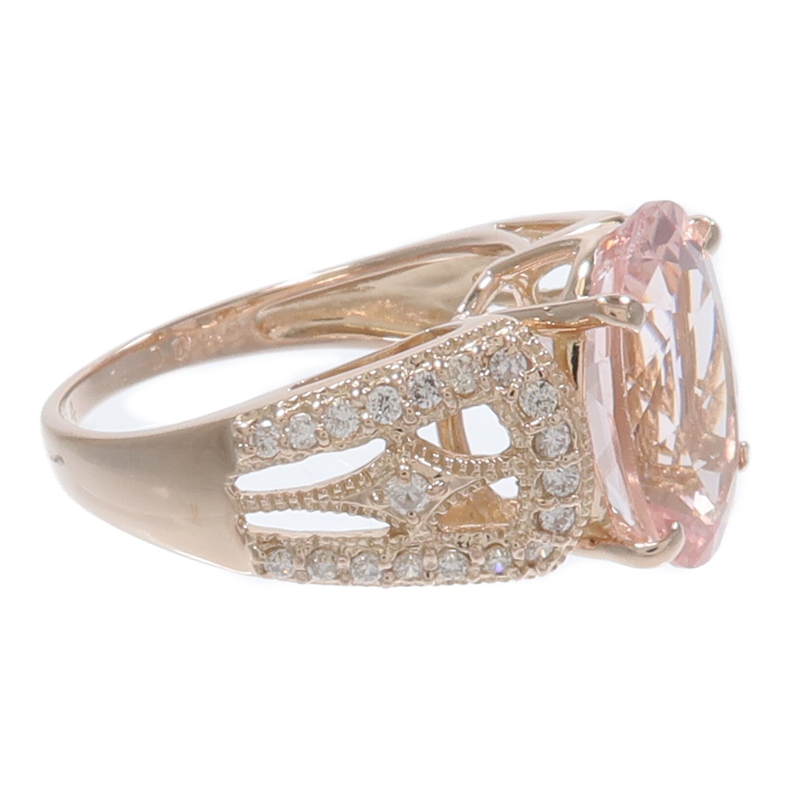 JEWELRY 18K玫瑰金Morganite Diamond Ring摩根石/鑽石戒指