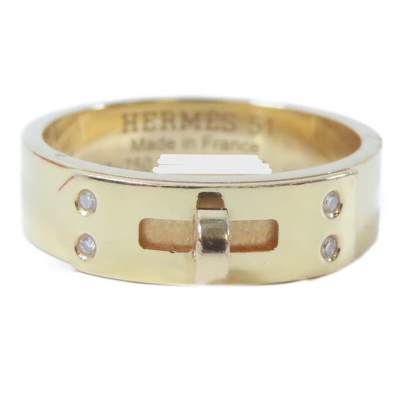 HERMES 18K玫瑰金Kelly Ring戒指金色Hermes#51/US#5.75