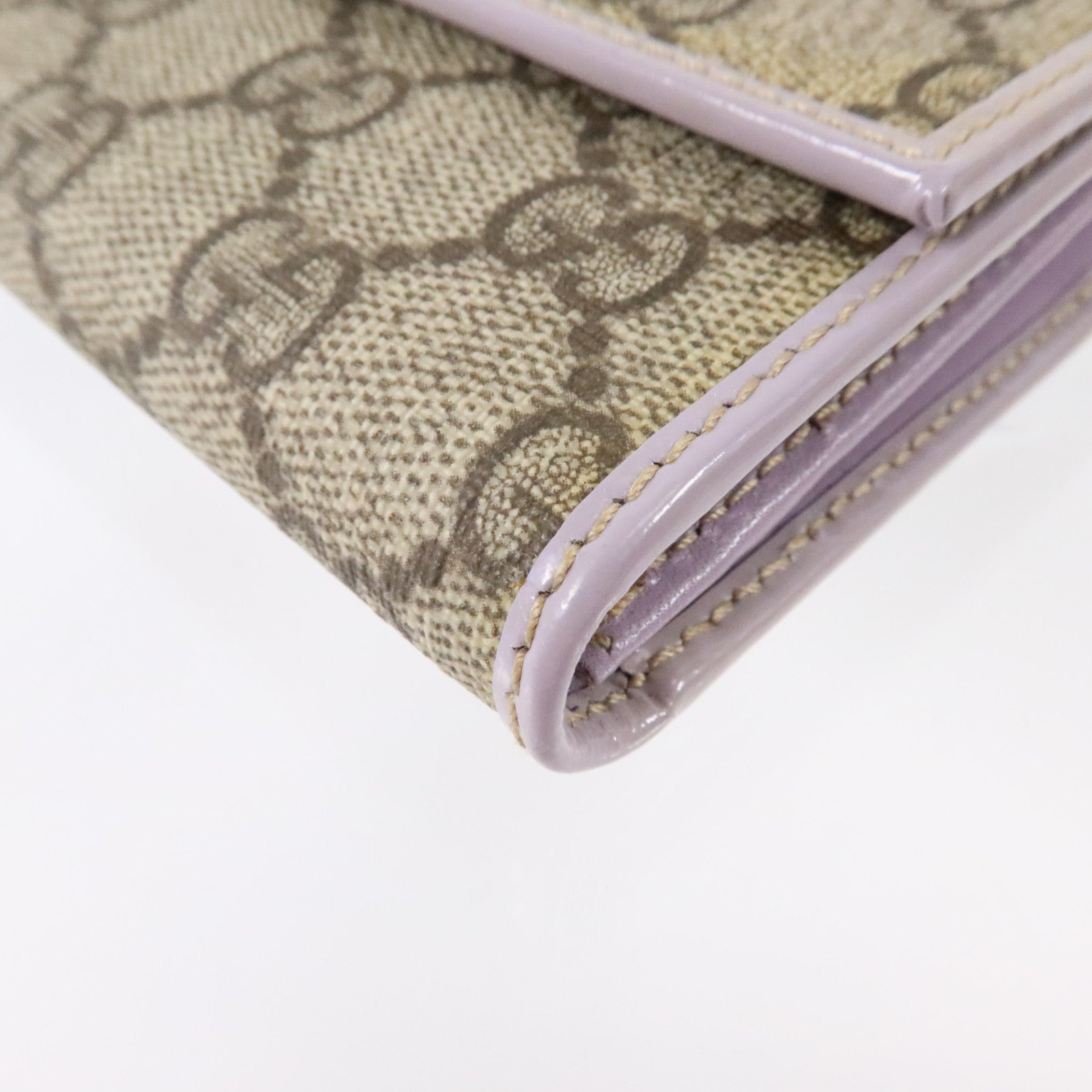 GUCCI 塗層帆布GG Supreme Continental Flap Wallet銀扣長錢包