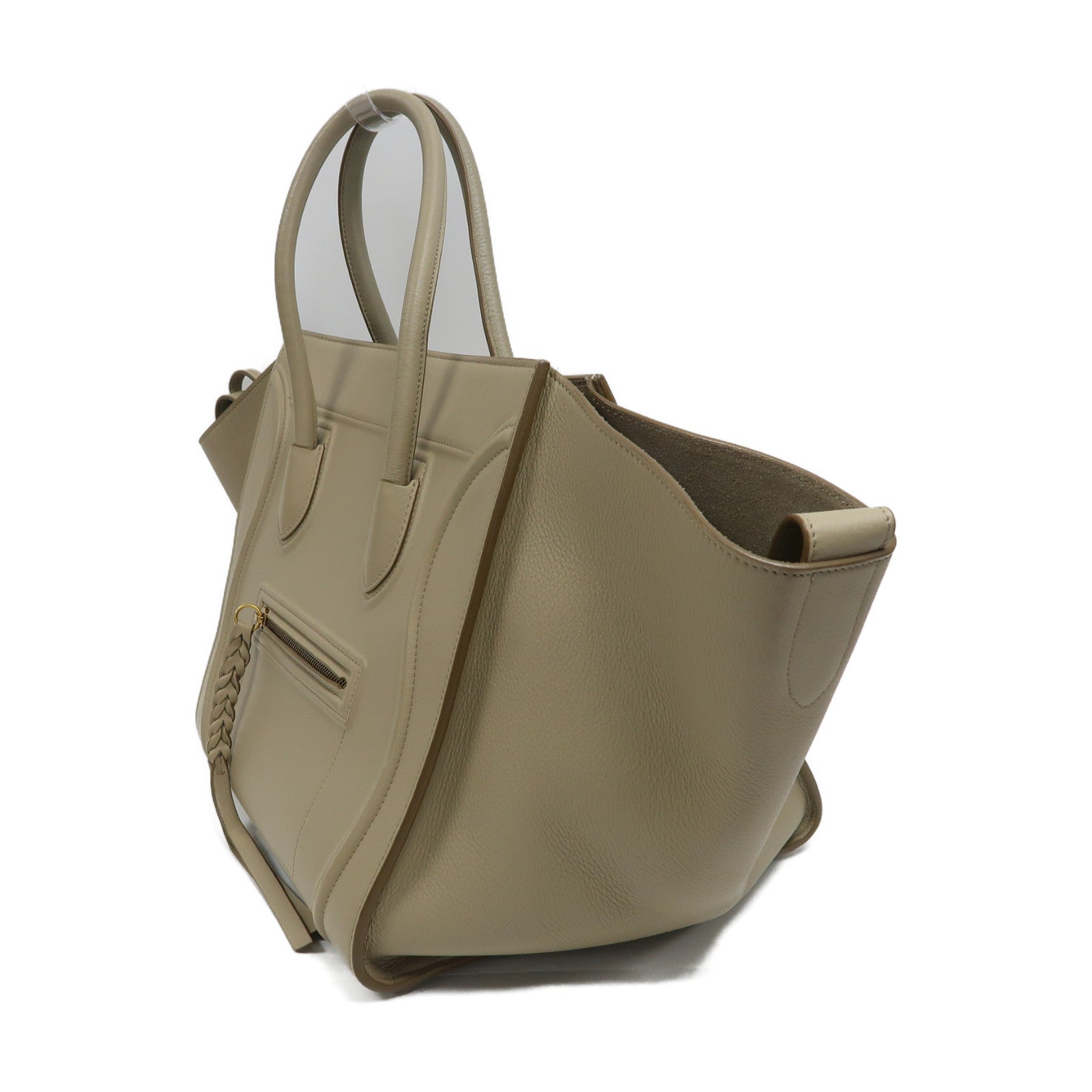 CELINE 牛皮皮革Hand Bag金扣手挽袋灰色
