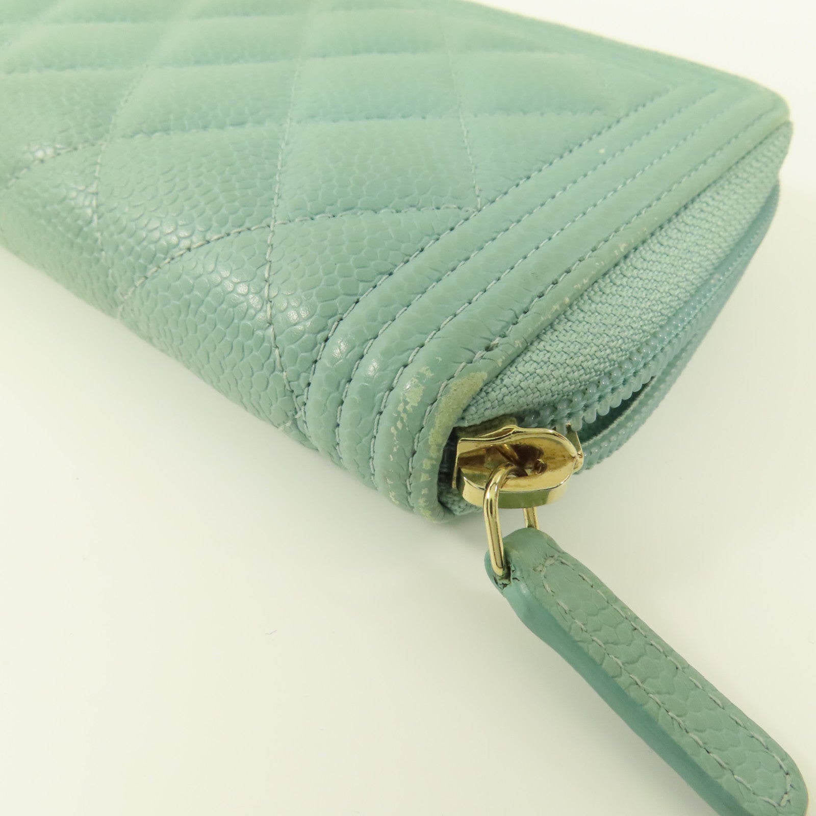 CHANEL 牛皮皮革Boy Zipper Long Wallet金扣長錢包