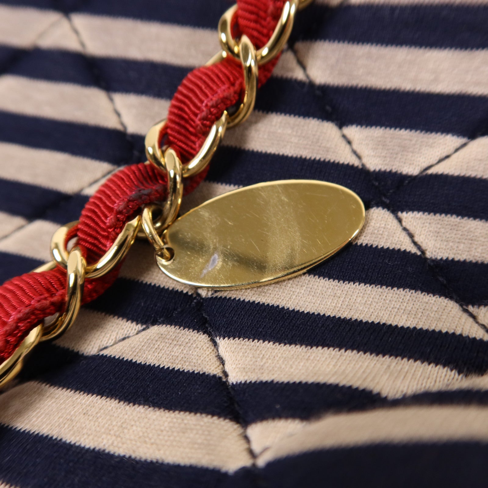 CHANEL 布料Chain Shoulder Bag金扣鏈帶肩背袋