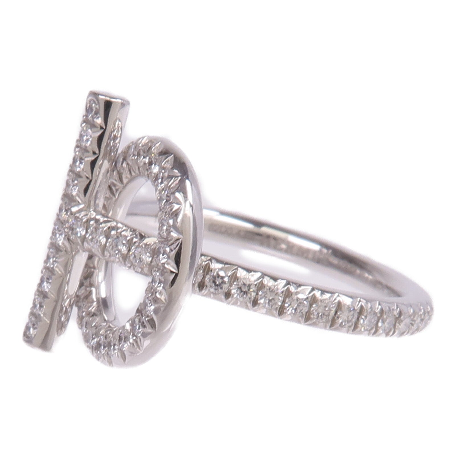 HERMES 18K白金Echappee Ring鑽石戒指Hermes#51/US#5.5